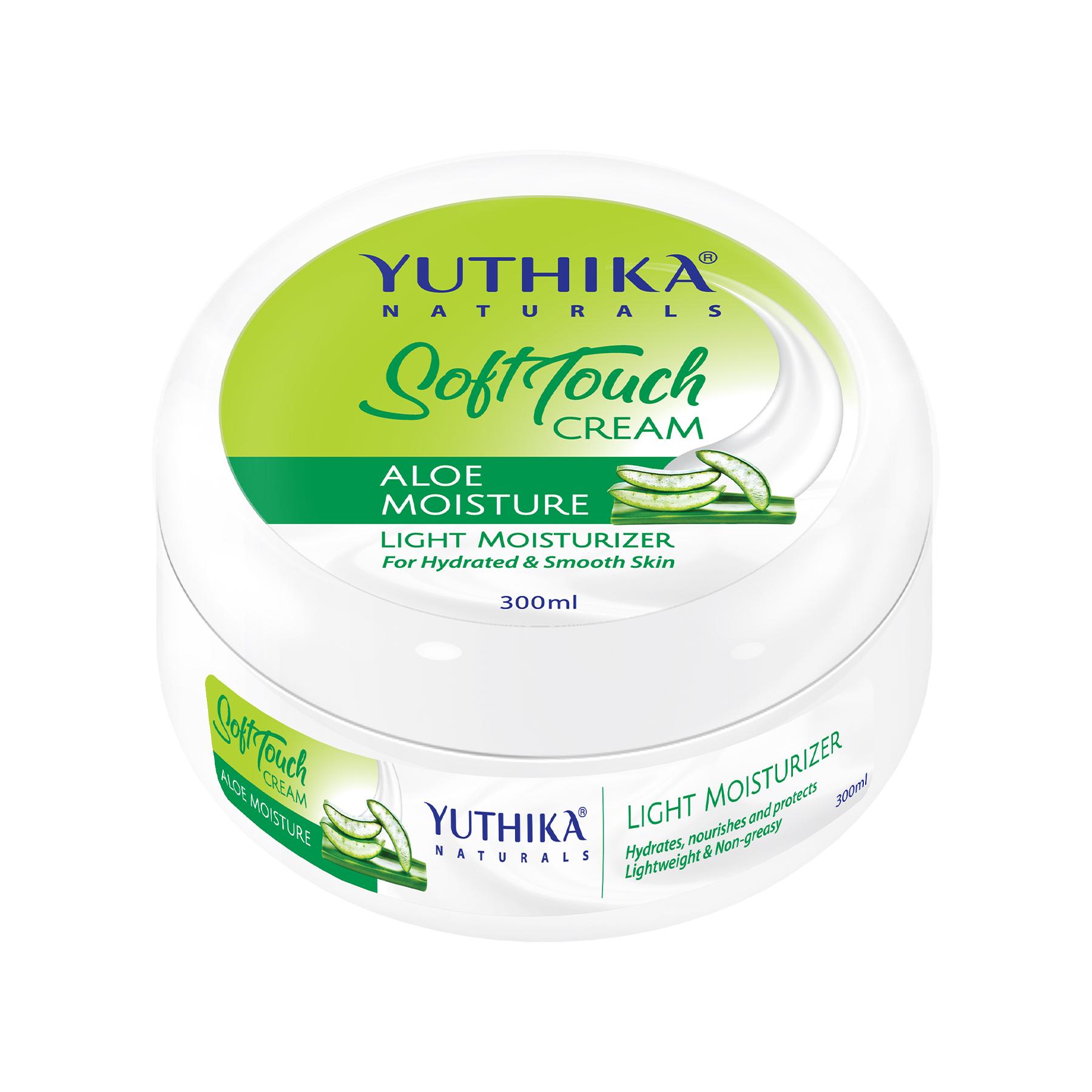 Yuthika Naturals Aloe Moisture Light Moisturizer Cream For Face, Hand & Body, Non-sticky, Deep Nourishment, Suitable For All Skin Types (300ML) image 3