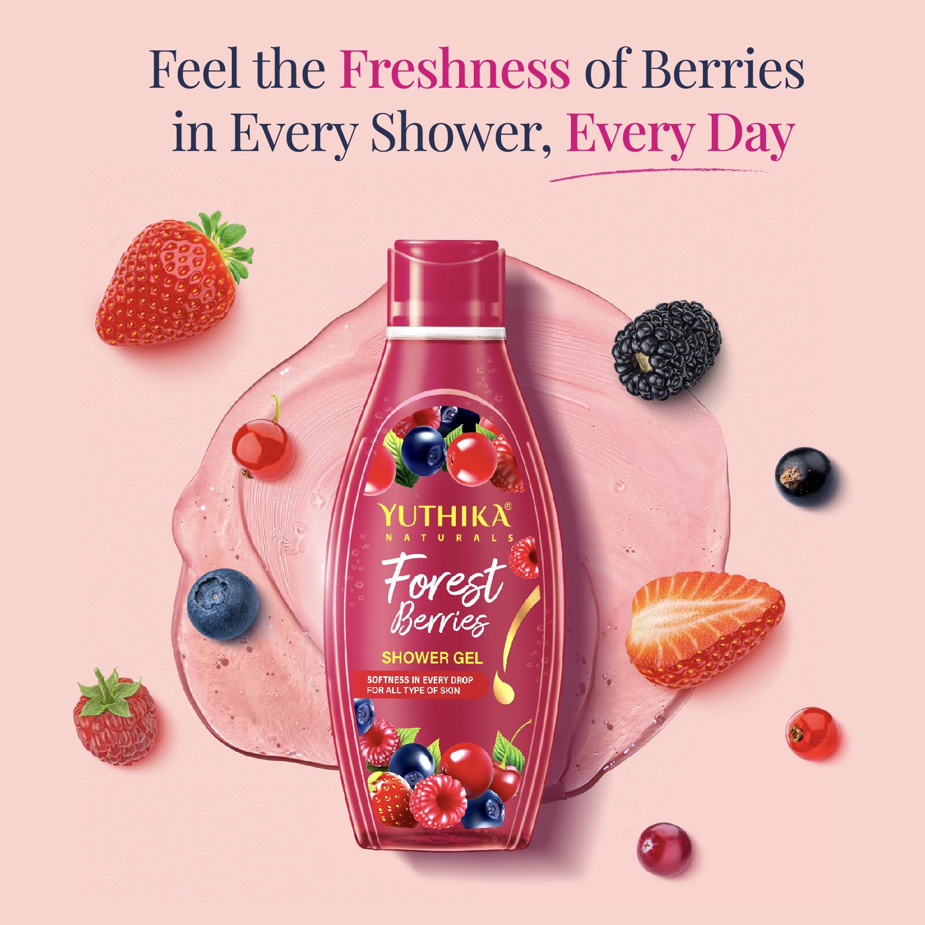 Yuthika Forest Berries Body Wash Shower Gel 250 Ml | Gentle Cleanser For Women & Men | Refreshing Fragrance | Suitable For All Skin Types | Daily Nourishing Bath Care image 3
