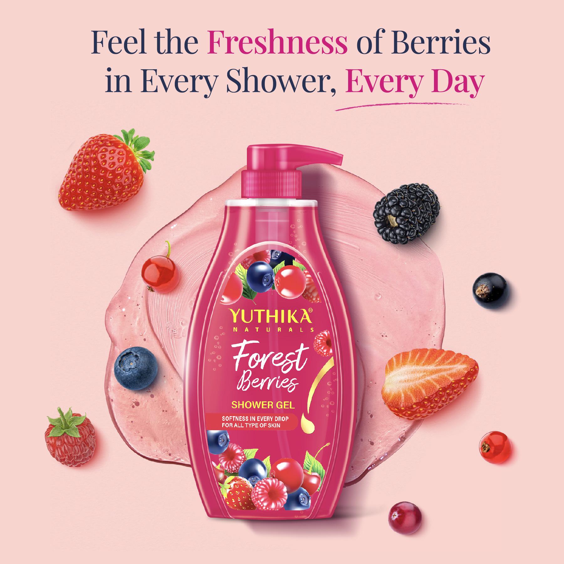 Yuthika Forest Berries Body Wash Shower Gel 750 Ml | Gentle Cleanser For Women & Men | Refreshing Fragrance | Suitable For All Skin Types | Daily Nourishing Bath Care image 3