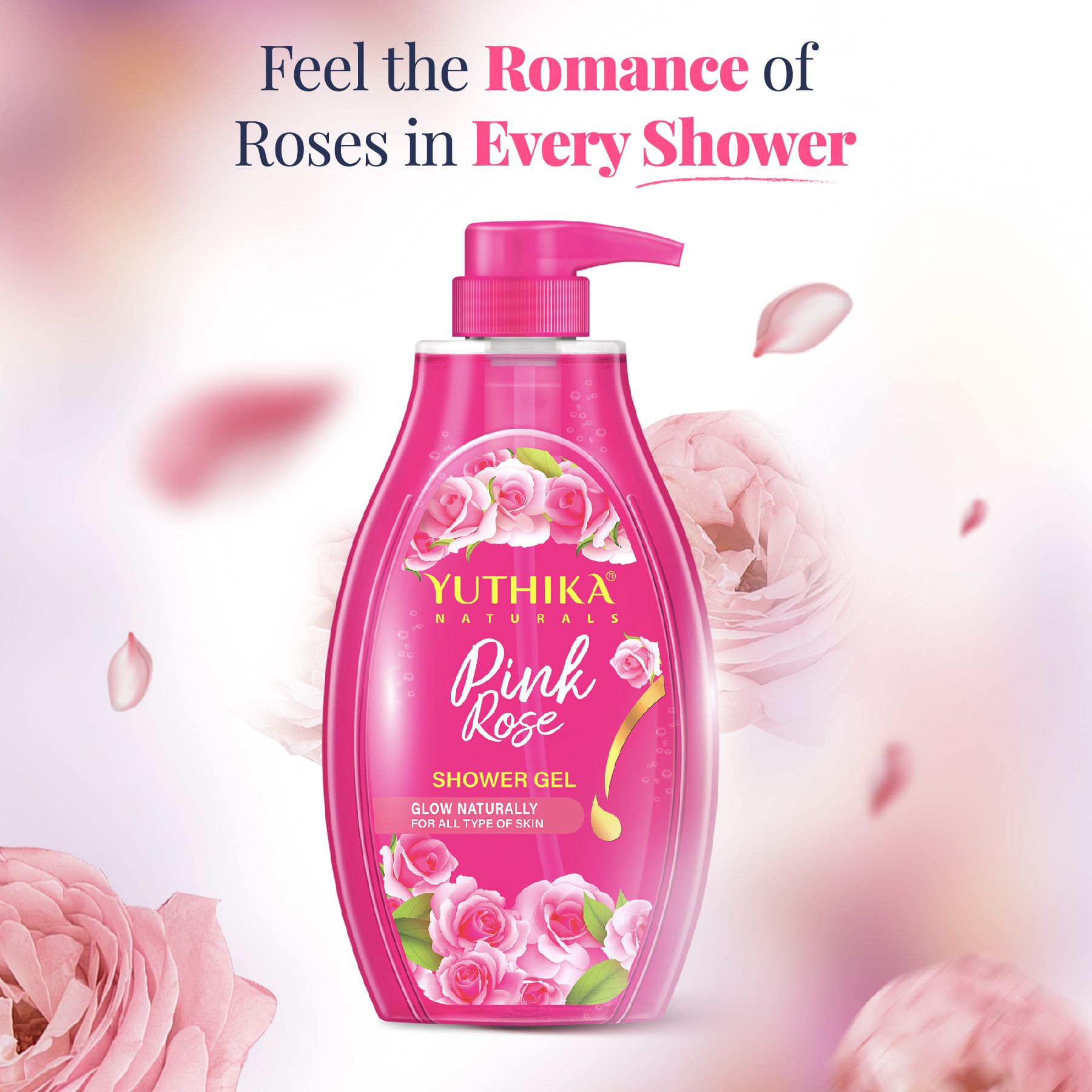 Yuthika Pink Rose Body Wash Shower Gel 750 Ml | Gentle Cleanser For Women & Men | Refreshing Fragrance | Suitable For All Skin Types | Daily Nourishing Bath Care image 3