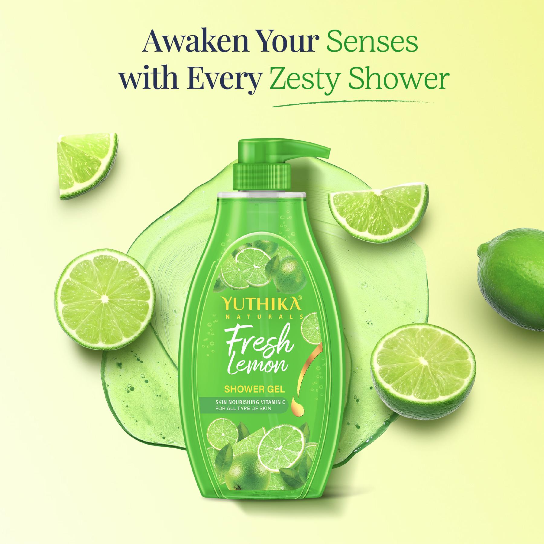 Yuthika Fresh Lemon Body Wash Shower Gel 750 Ml | Gentle Cleanser For Women & Men | Refreshing Fragrance | Suitable For All Skin Types | Daily Nourishing Bath Care image 3