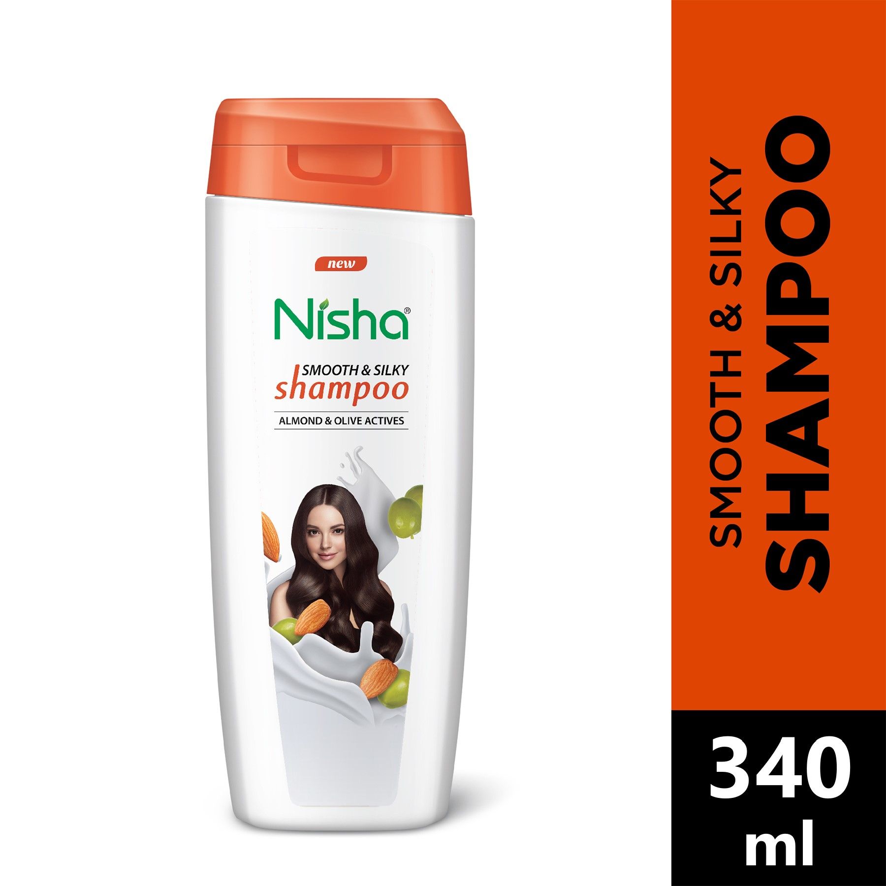 Nisha Almond And Olive Shampoo For Women & Men 340ML For Silky, Shiny And Smooth Hair, Prevents Damage & Split Ends, Deep Nourishment All Hair Types image 3