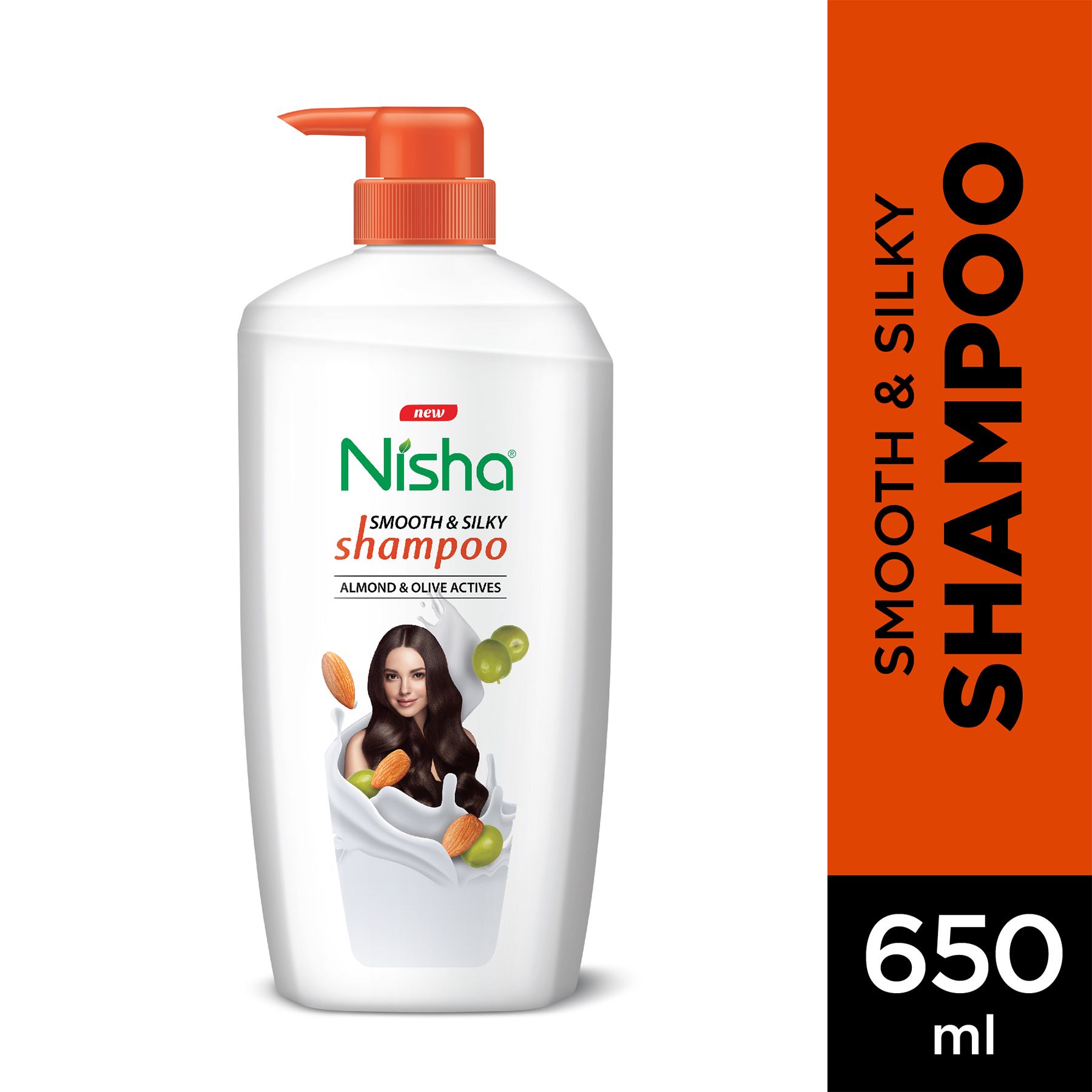 Nisha Almond And Olive Shampoo For Women & Men 650ML For Silky, Shiny And Smooth Hair, Prevents Damage & Split Ends, Deep Nourishment All Hair Types image 3