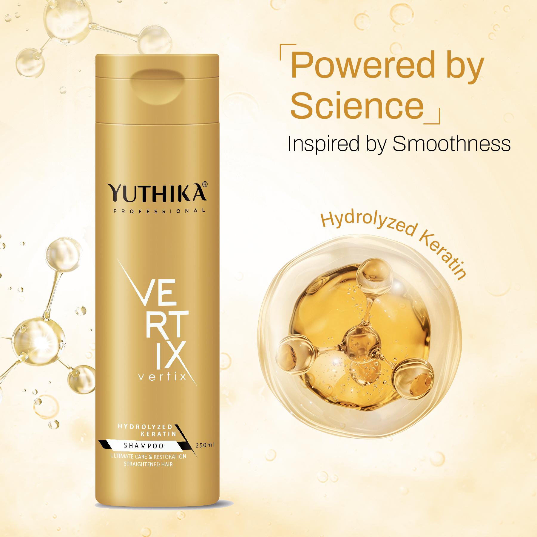 Yuthika Professional Vertix Hydrolyzed Keratin Shampoo Ultimate Care & Restoration 250ML I Post Care Shampoo For Straightened Hair, Salon Like Smooth Hair image 3
