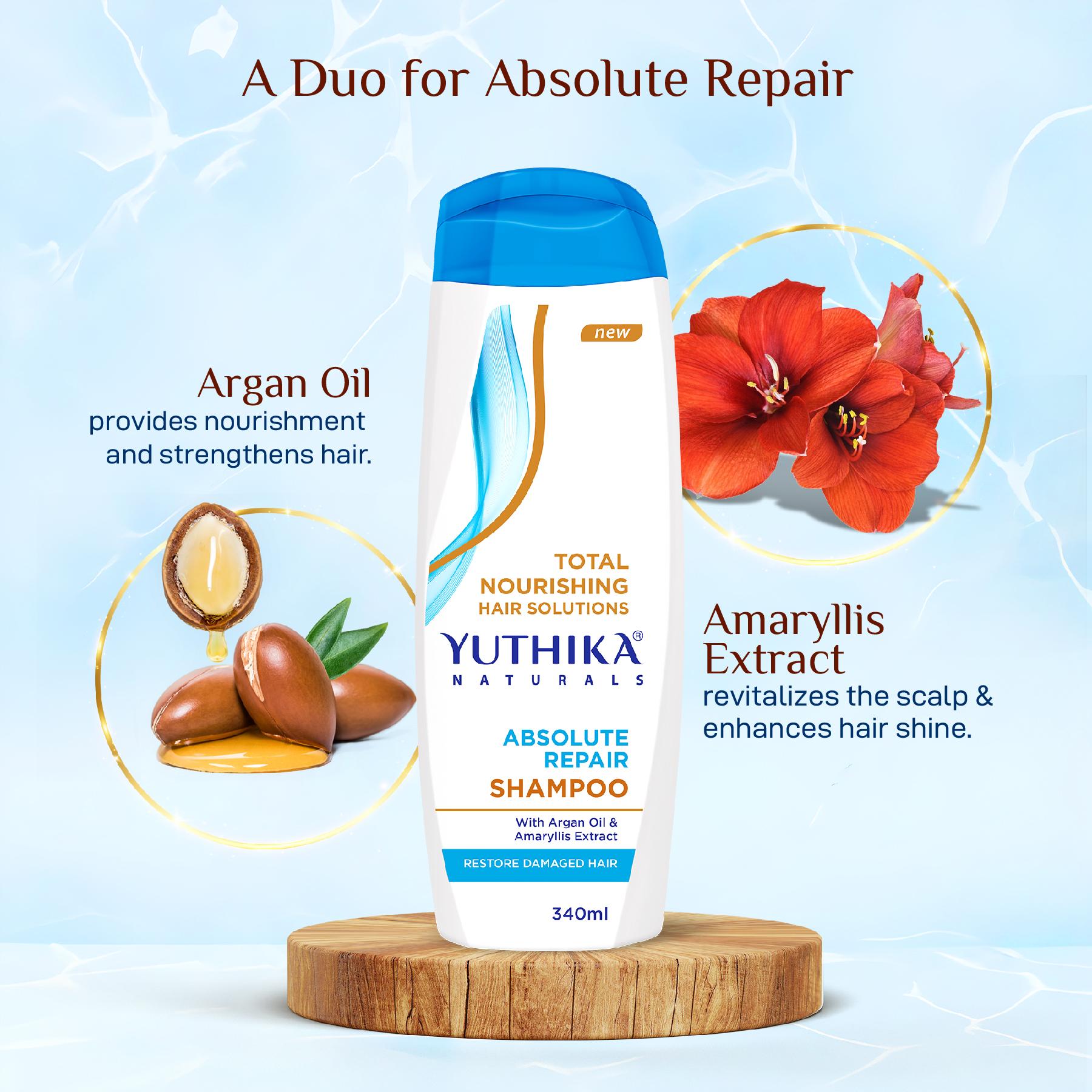 Yuthika Absolute Repair Shampoo For Damaged Hair 340ML |TOTAL Nourishing Shampoo For Women & Men| Enriched With Argan Oil & Amaryllis Extract image 3