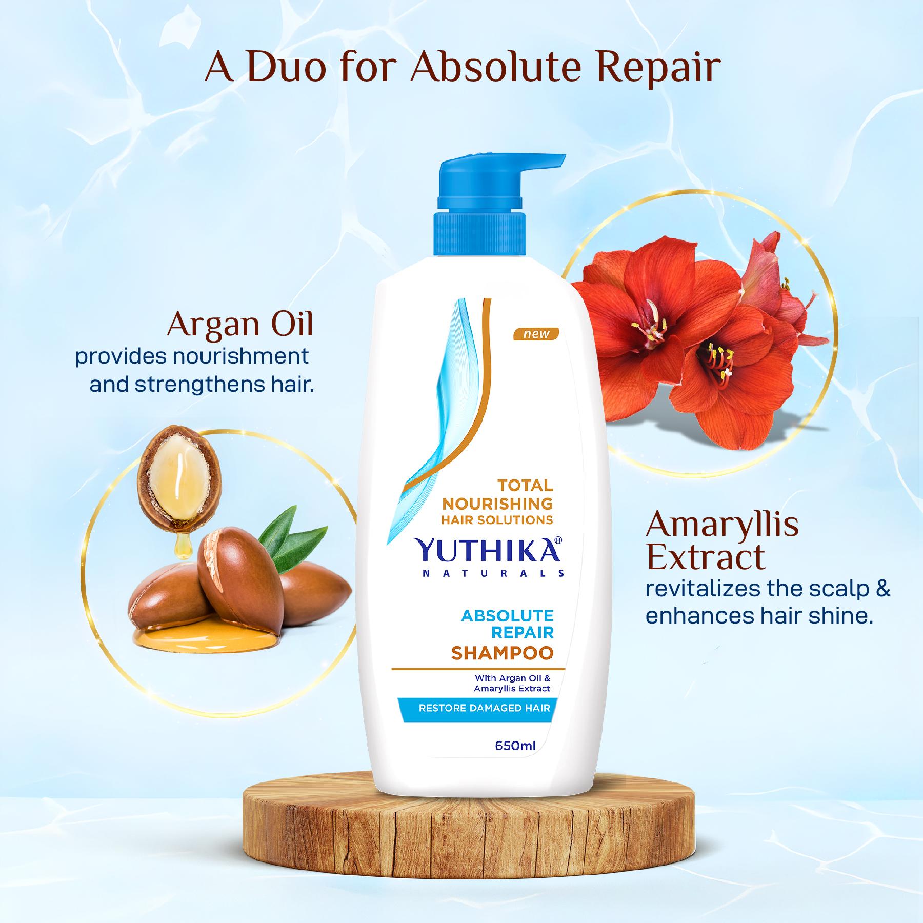 Yuthika Absolute Repair Shampoo For Damaged Hair 650ML |TOTAL Nourishing Shampoo For Women & Men| Enriched With Argan Oil & Amaryllis Extract image 3