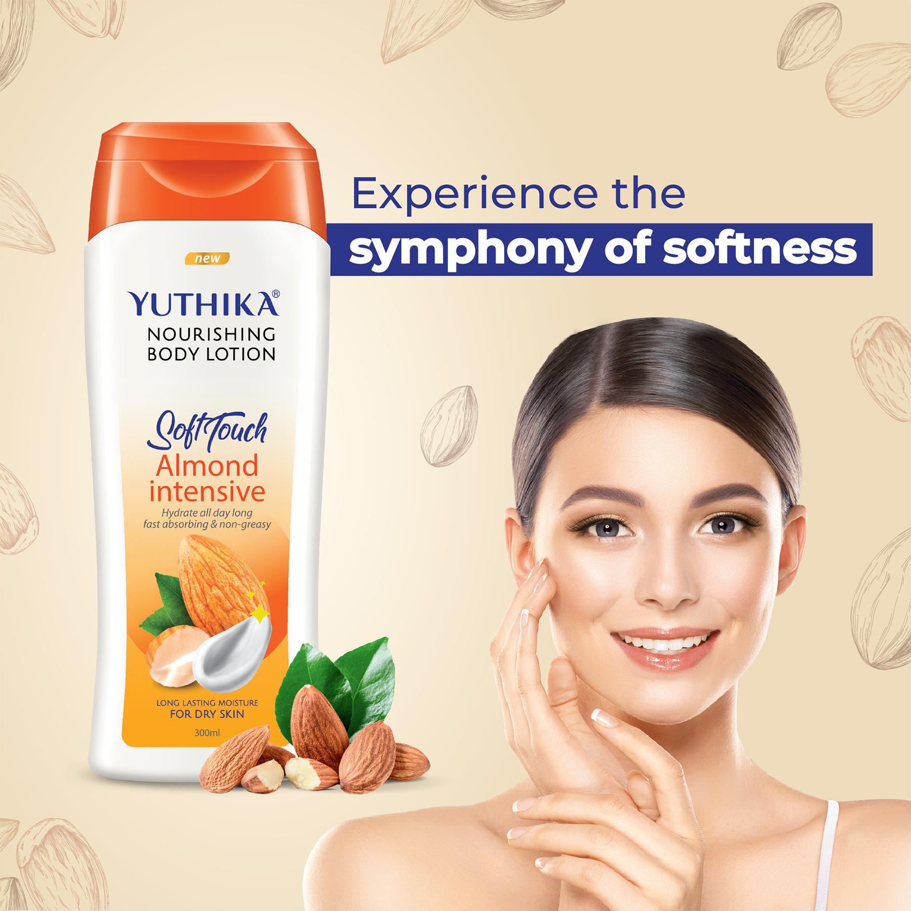 Yuthika Almond Soft Touch Body Lotion For Women & Men, Hydrating, Non-greasy Moisturizer For Soft, Smooth Skin, All Skin Types (300ML) image 3