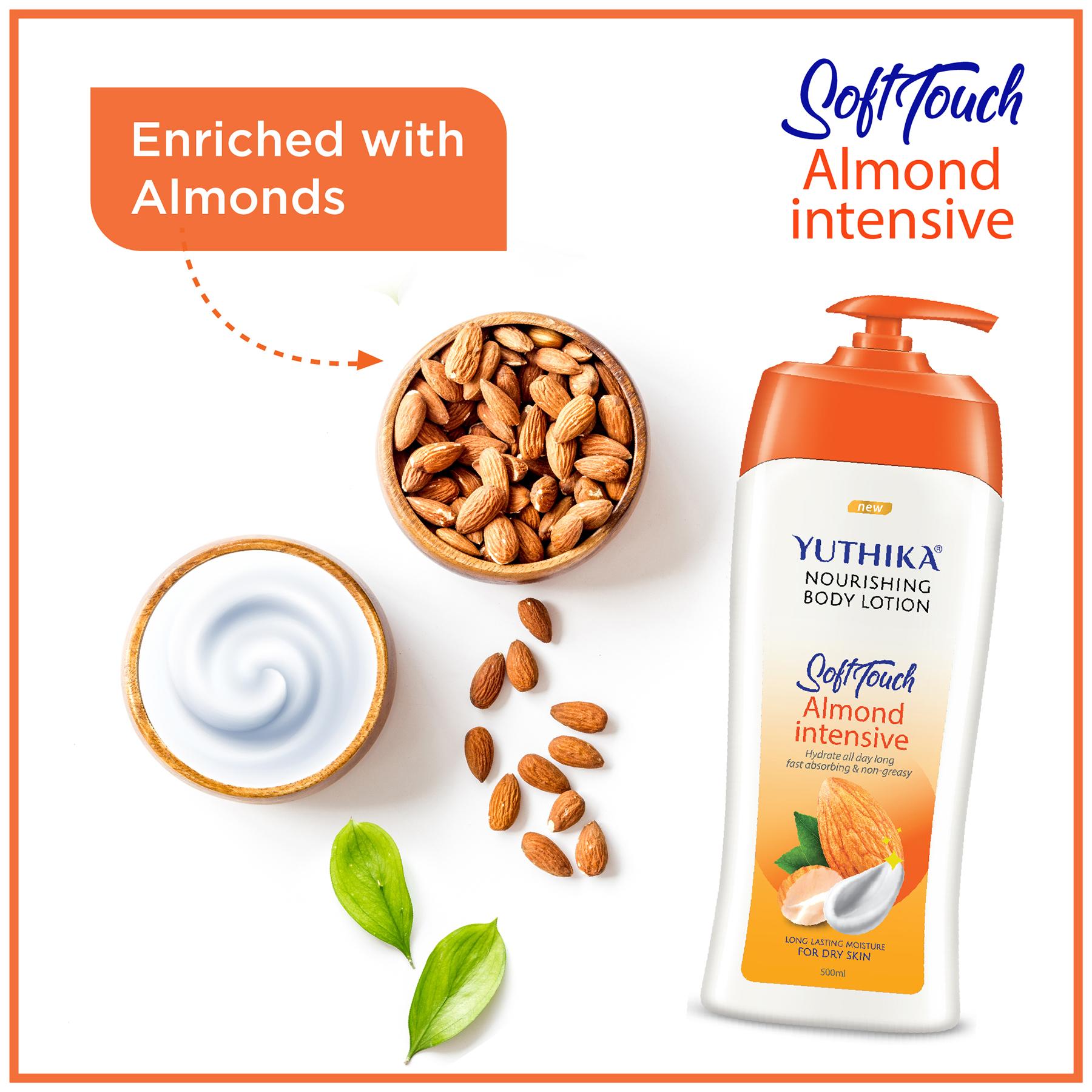 Yuthika Almond Soft Touch Body Lotion For Women & Men, Hydrating, Non-greasy Moisturizer For Soft, Smooth Skin, All Skin Types (500ML) image 3