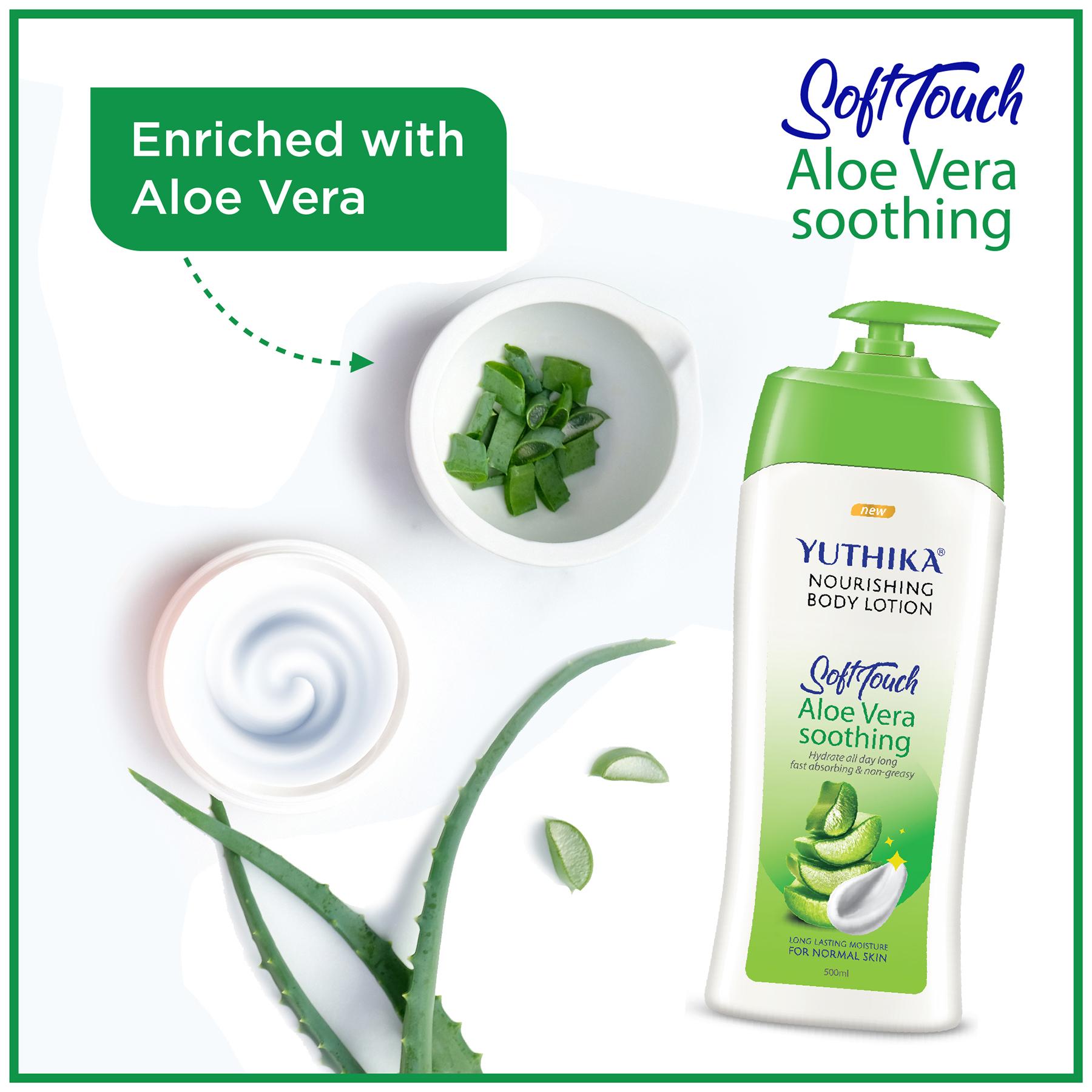 Yuthika Aloe Vera Soft Touch Body Lotion For Women & Men, Lightweight, Non-greasy Moisturizer For Soft, Smooth Skin, All Skin Types (500ML) image 3