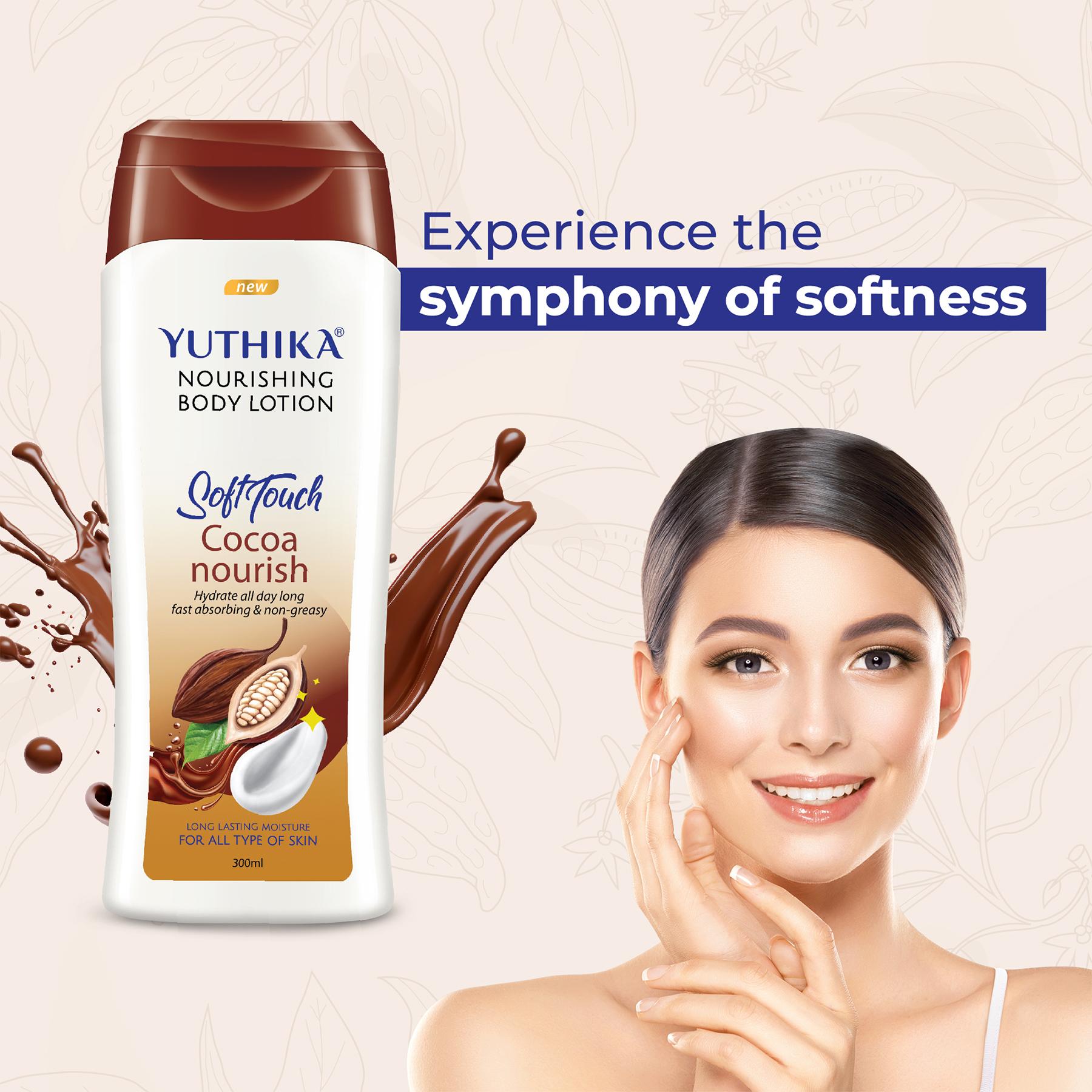 Yuthika Soft Touch Cocoa Body Lotion For Women & Men, Hydrating, Non-greasy, Moisturizer For Soft, Smooth Skin, Suitable For Dry Skin, Daily Use (300ML) image 3