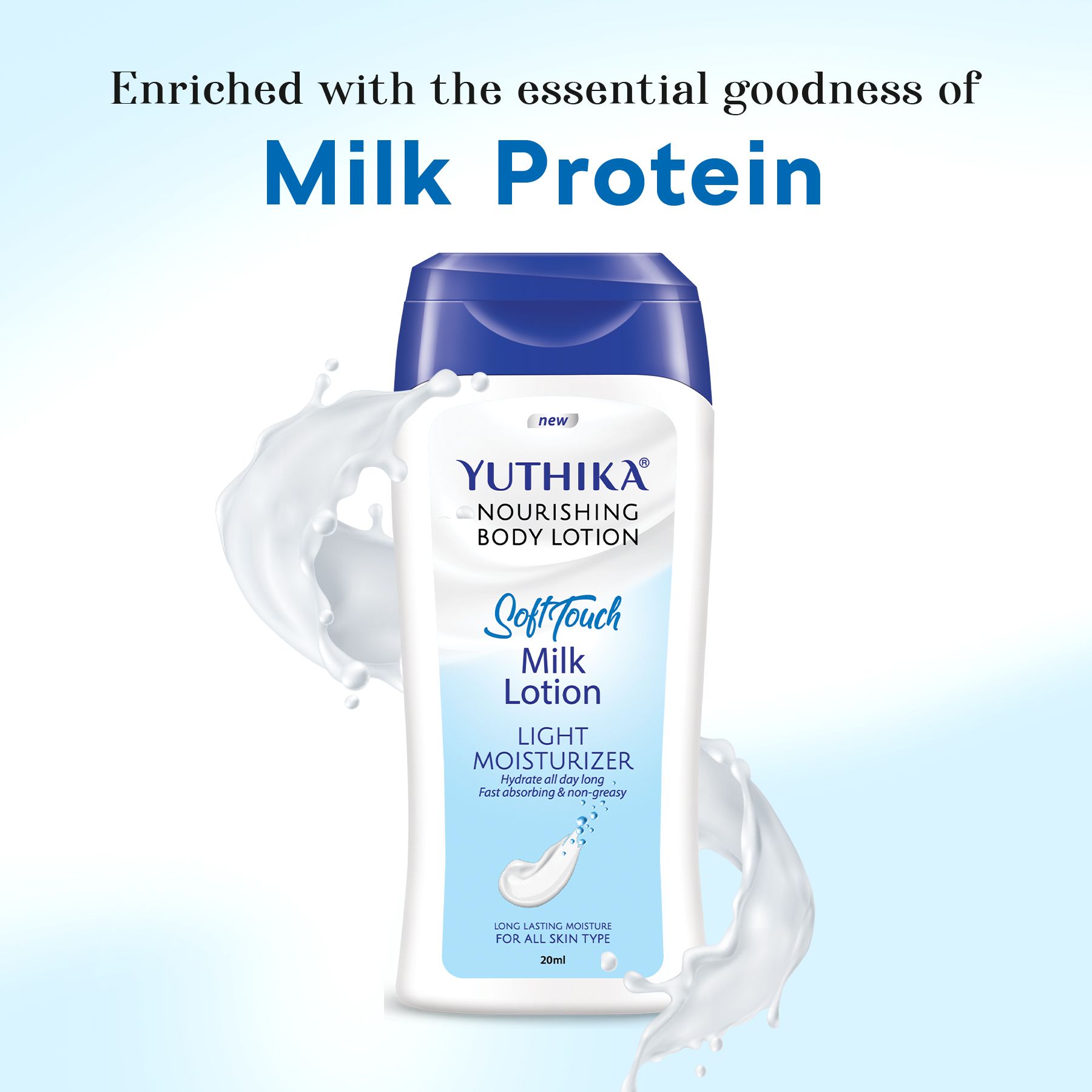 Yuthika Soft Touch Milk Body Lotion For Women & Men, (24PC Of 20ML Each) Hydrating, Fast Absorbing, Non-greasy Lotion For Soft, Smooth Skin, All Skin Types image 3