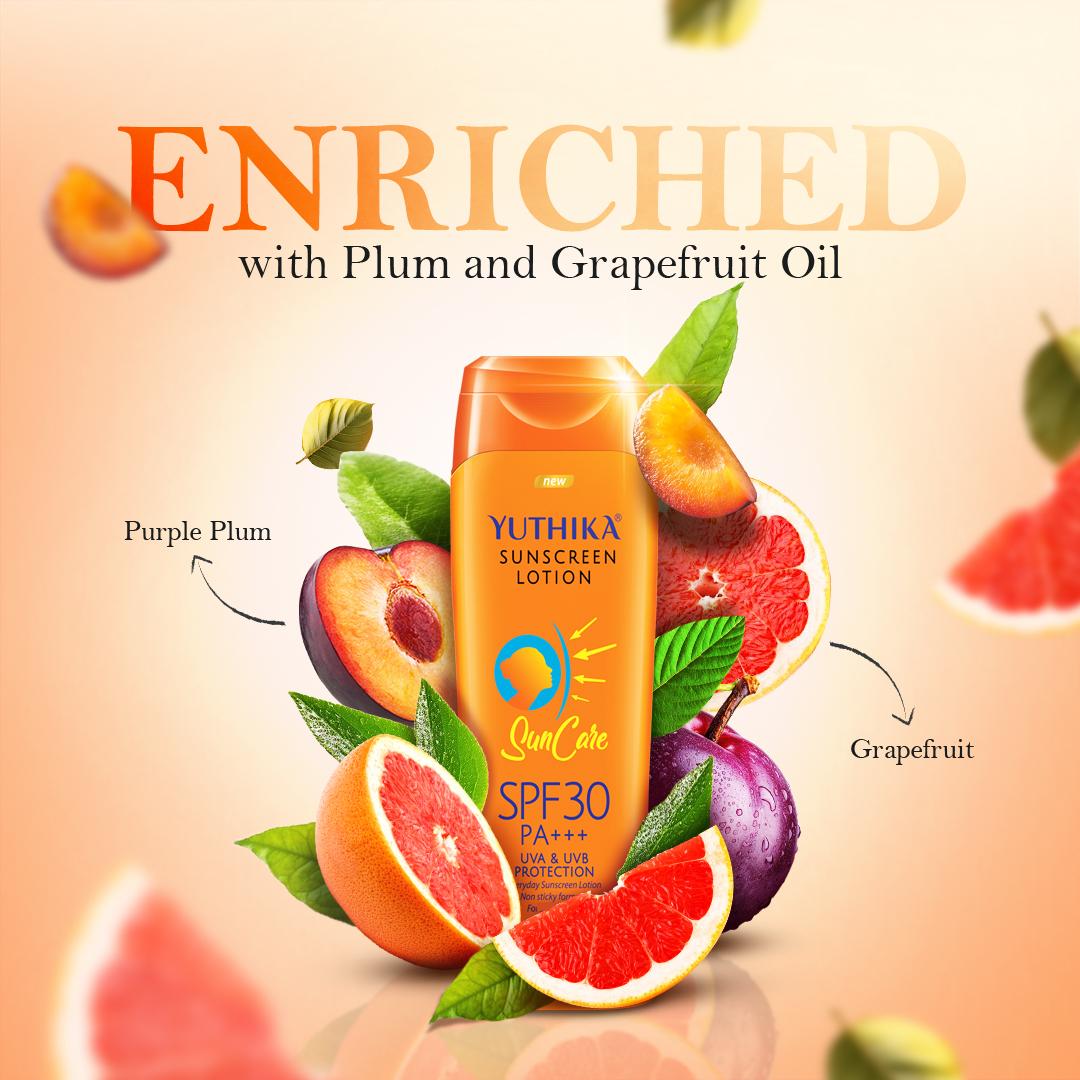 Yuthika Sunscreen Lotion Sun Care Spf 30 Pa+++ Uva & Uvb Protection, 300ML image 3