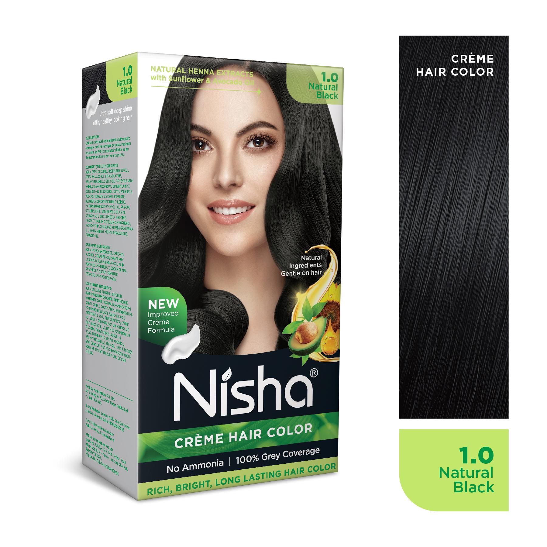Nisha Creme Hair Color For Women - Natural Black, 60G+60ML, Long-lasting, 100% Grey Coverage Permanent Hair Colour For Soft, Shiny, Healthy Hair image 3