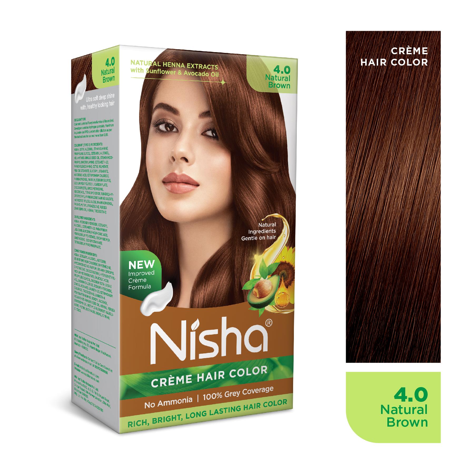 Nisha Creme Hair Color For Women - Natural Brown, 60G+60ML, Long-lasting, 100% Grey Coverage Permanent Hair Colour For Soft, Shiny, Healthy Hair image 3
