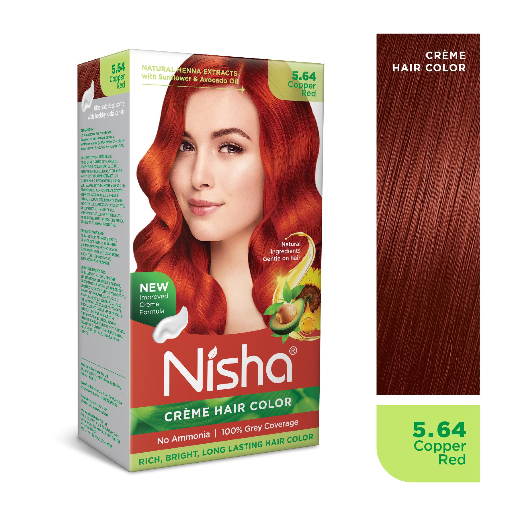 Nisha Creme Hair Color For Women - Copper Red, 60G+60ML, Long-lasting, 100% Grey Coverage Permanent Hair Colour For Soft, Shiny, Healthy Hair image 3