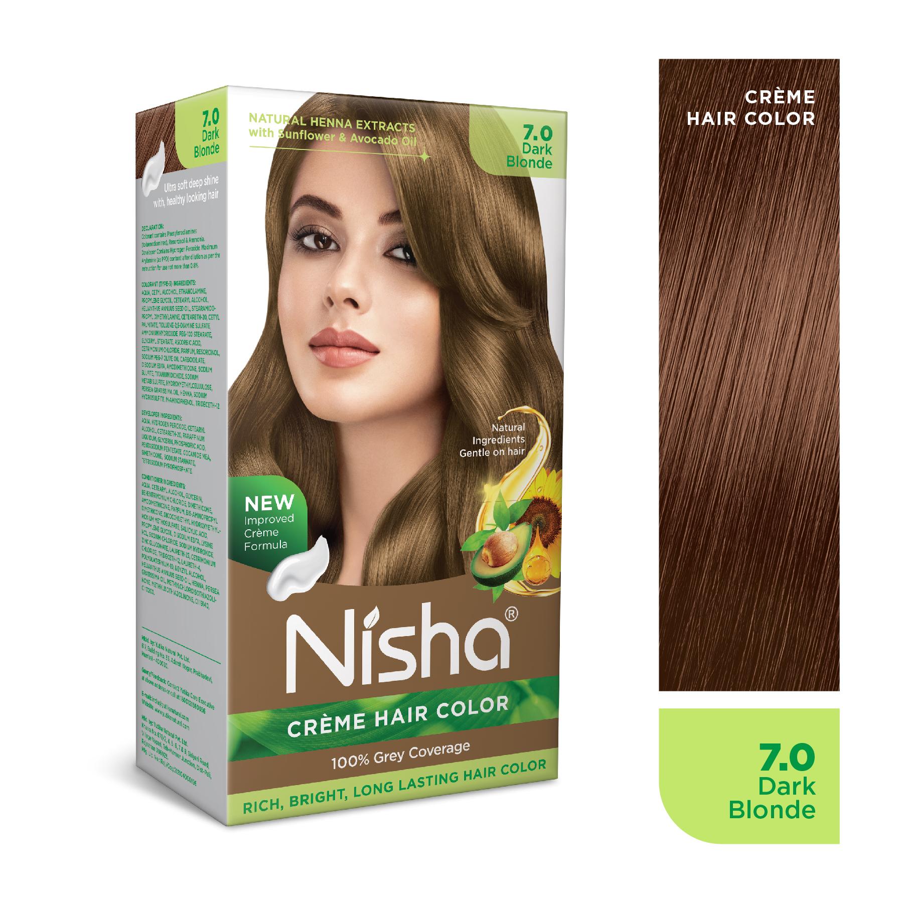 Nisha Creme Hair Color For Women - Dark Blonde, 60G+60ML, Long-lasting, 100% Grey Coverage Permanent Hair Colour For Soft, Shiny, Healthy Hair image 3