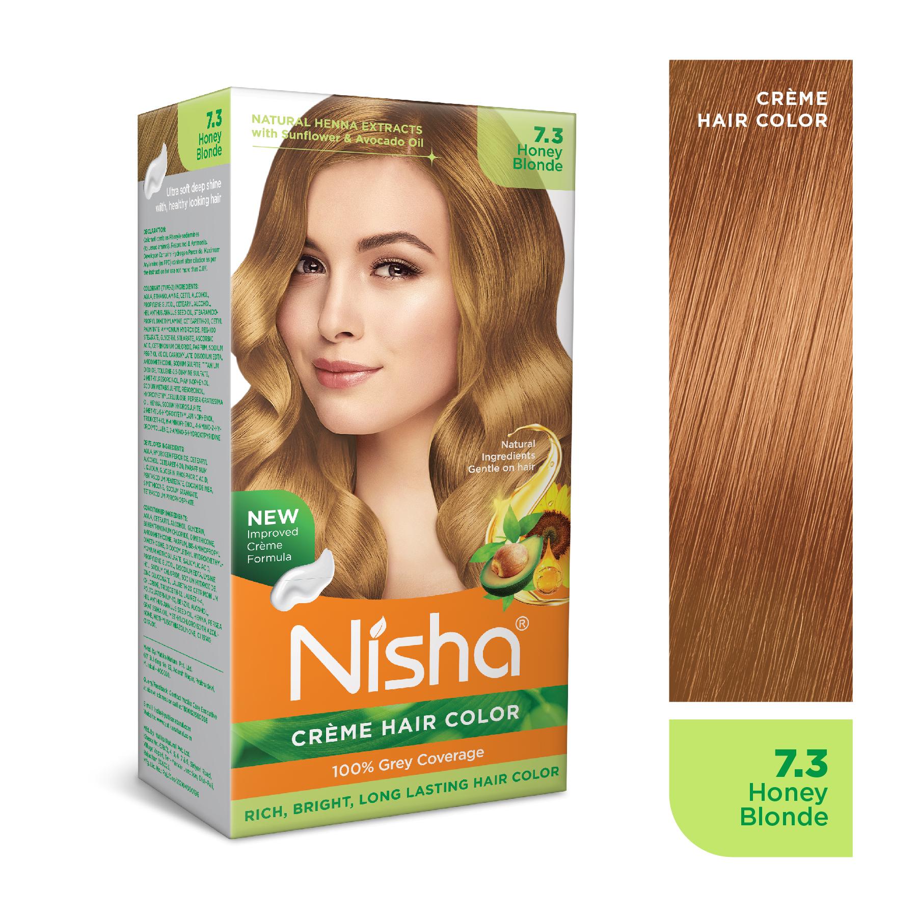 Nisha Creme Hair Color For Women - Honey Blonde, 60G+60ML, Long-lasting, 100% Grey Coverage Permanent Hair Colour For Soft, Shiny, Healthy Hair image 3