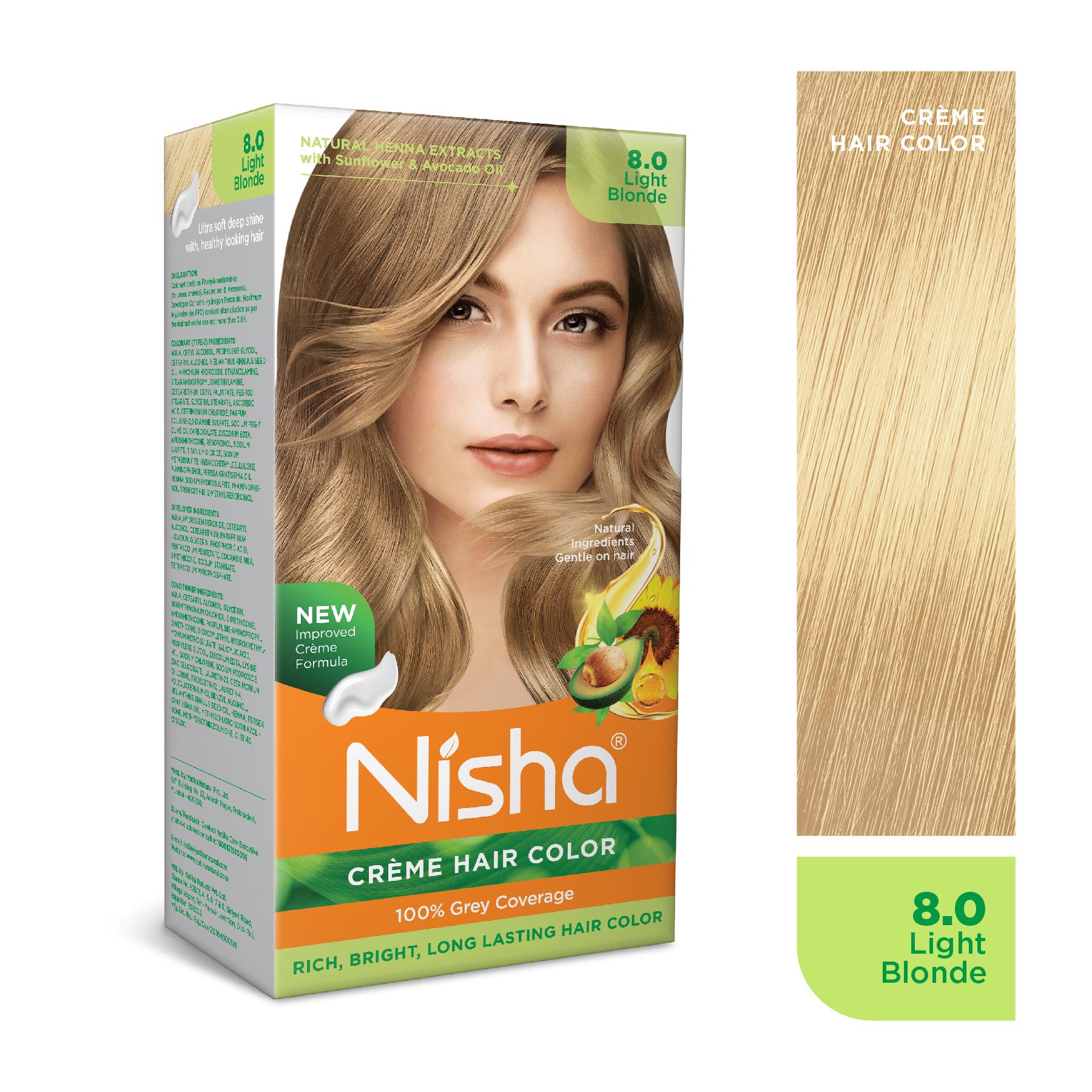 Nisha Creme Hair Color For Women - Light Blonde, 60G+60ML, Long-lasting, 100% Grey Coverage Permanent Hair Colour For Soft, Shiny, Healthy Hair image 3