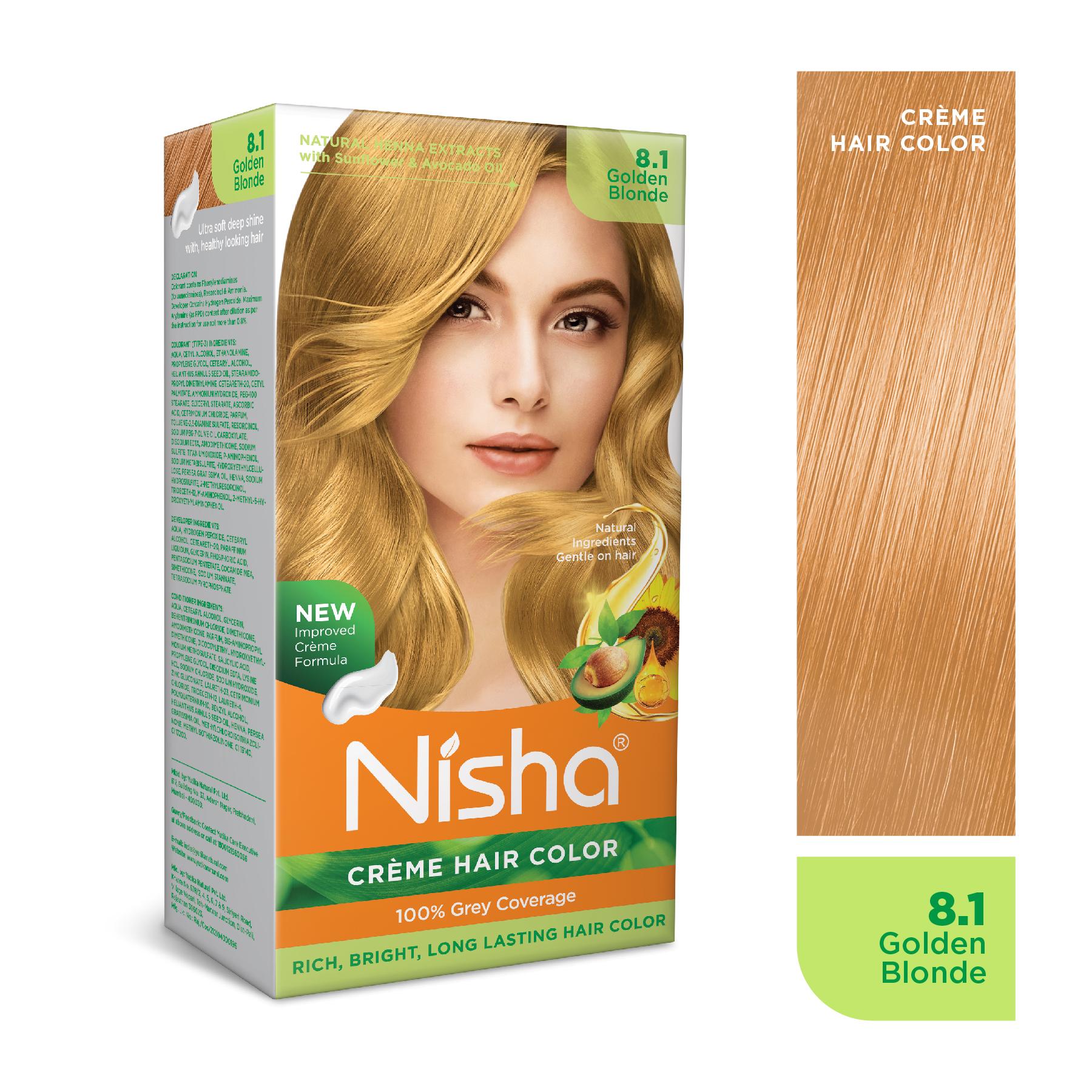 Nisha Creme Hair Color For Women - Golden Blonde, 60G+60ML, Long-lasting, 100% Grey Coverage Permanent Hair Colour For Soft, Shiny, Healthy Hair image 3
