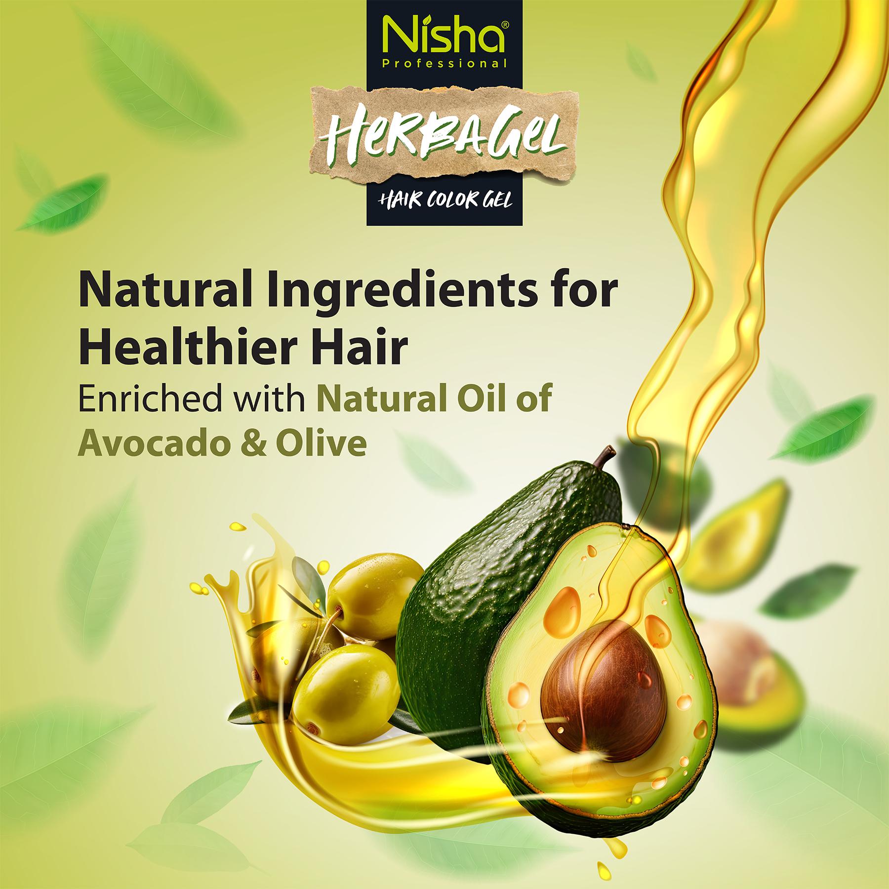 Nisha Herba Care Hair Colour & Beard Colour Gel 200ML (100ML Colorant + 100ML Developer) Original Black No Ammonia image 3