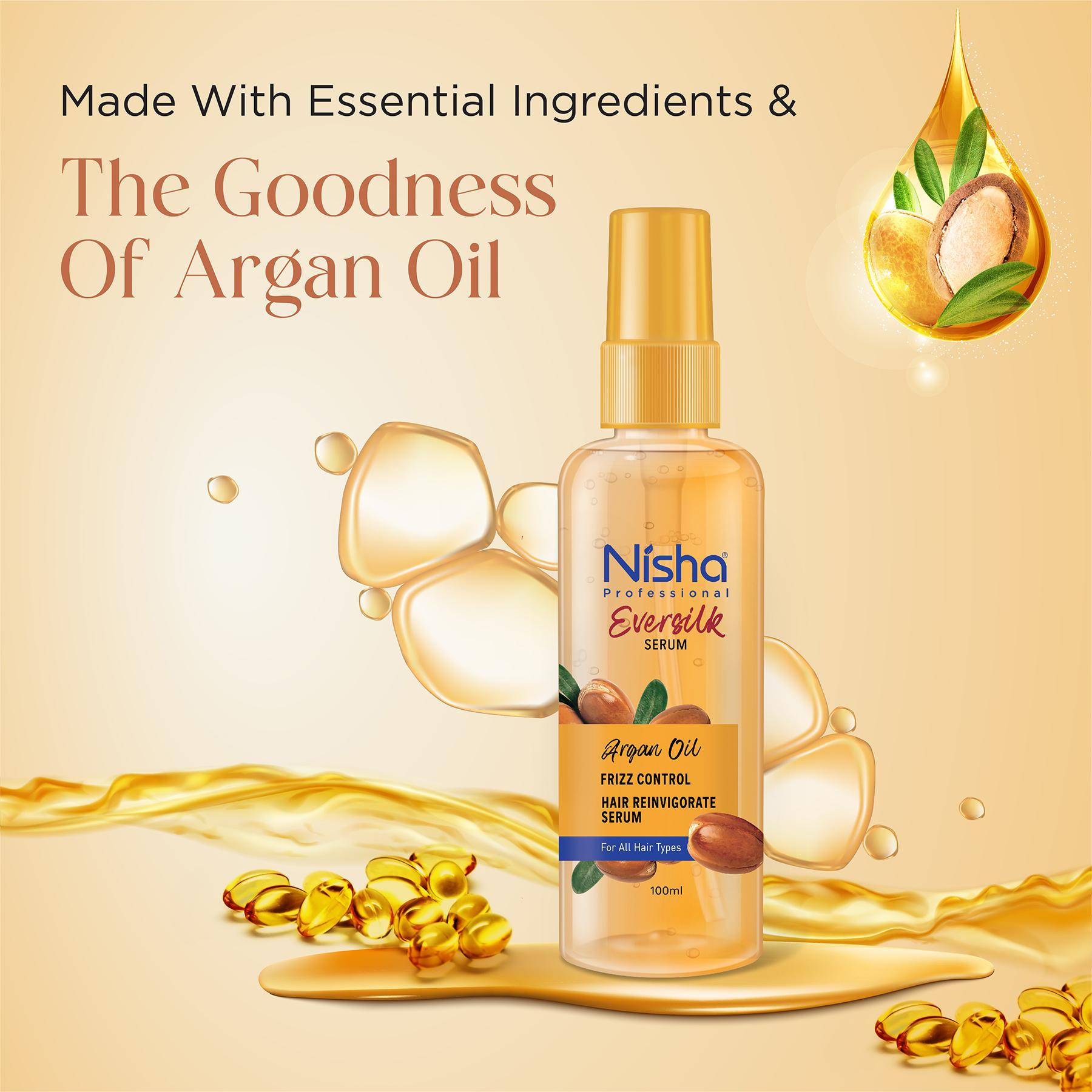 Nisha Hair Serum Eversilk Argan Oil Serum 100ML - Hair Serum For Dry Frizzy Hair, Hair Serum For Women & Men, Serum For Hair Smoothing image 3