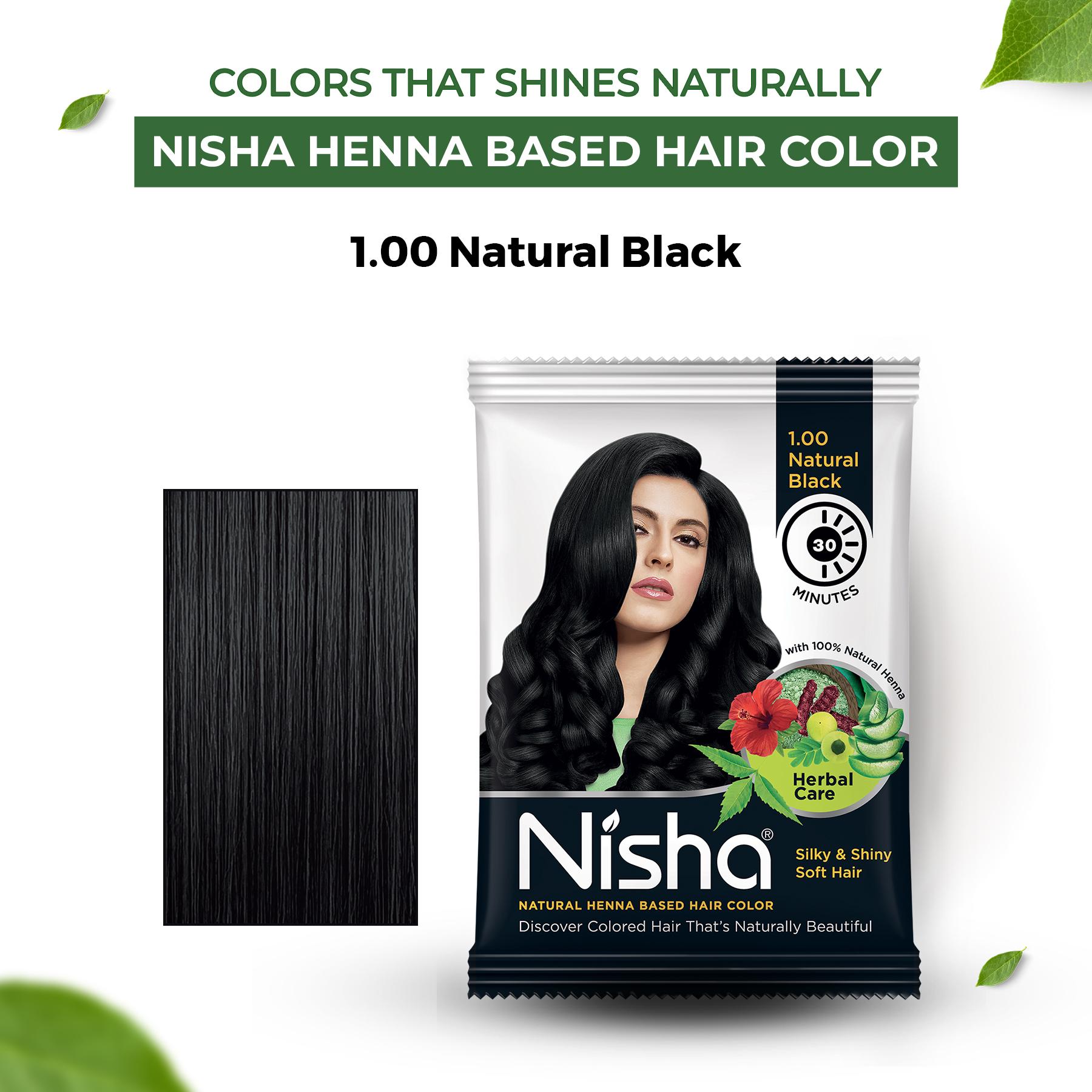 Nisha Natural Henna Hair Color 25G Natural Black, Pack Of 10 image 3