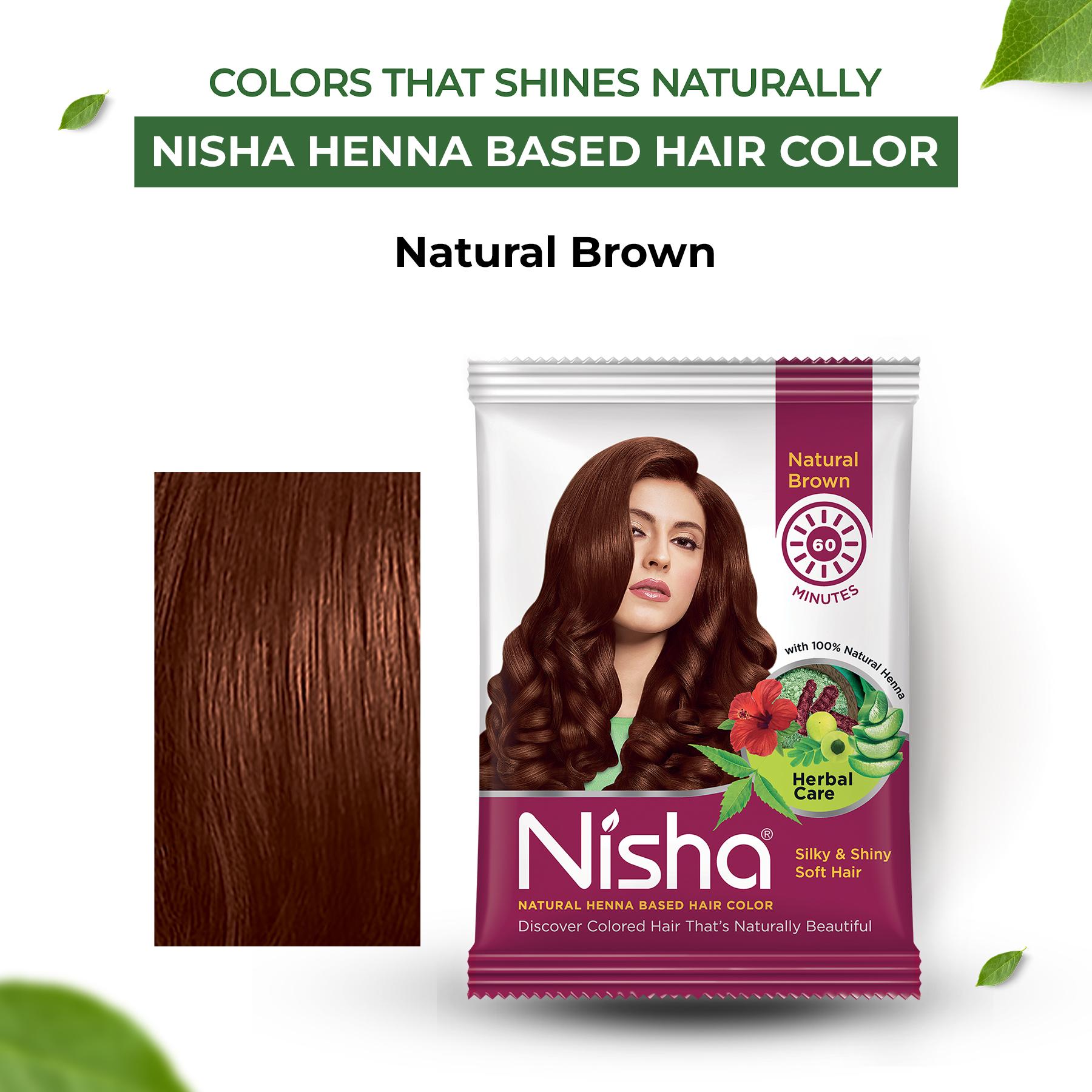 Nisha Natural Henna Hair Color 30G Natural Brown, Pack Of 10 image 3