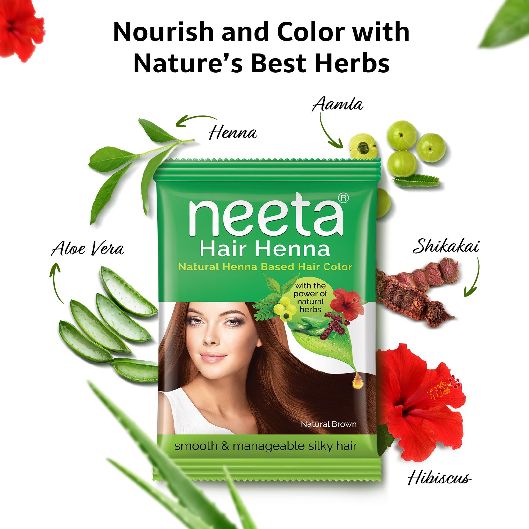 Henna Powder For Hair Color With Amla, Shikakai, Heena & Aloe Vera For Smooth, Natural Brown Hair 50G Per Pack, 6 Packs image 3
