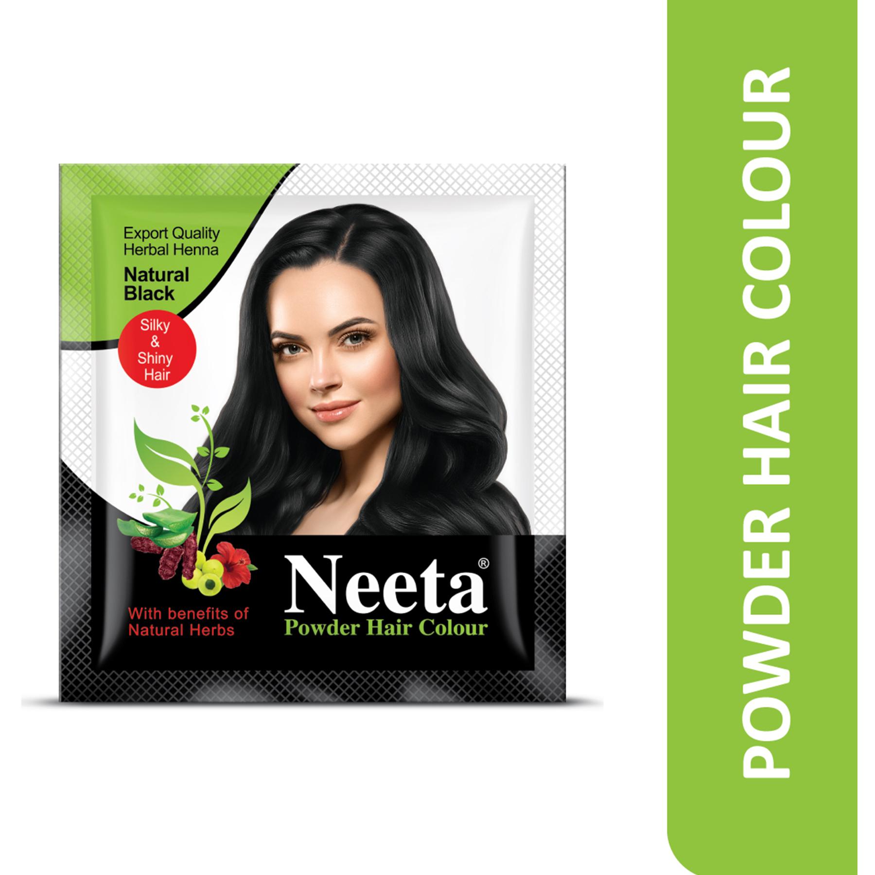 Neeta Hair Color Powder Natural Henna Based Hair Color With The Power Of Natural Herbs For Smooth & Silky Hair 5GM Natural Black image 3