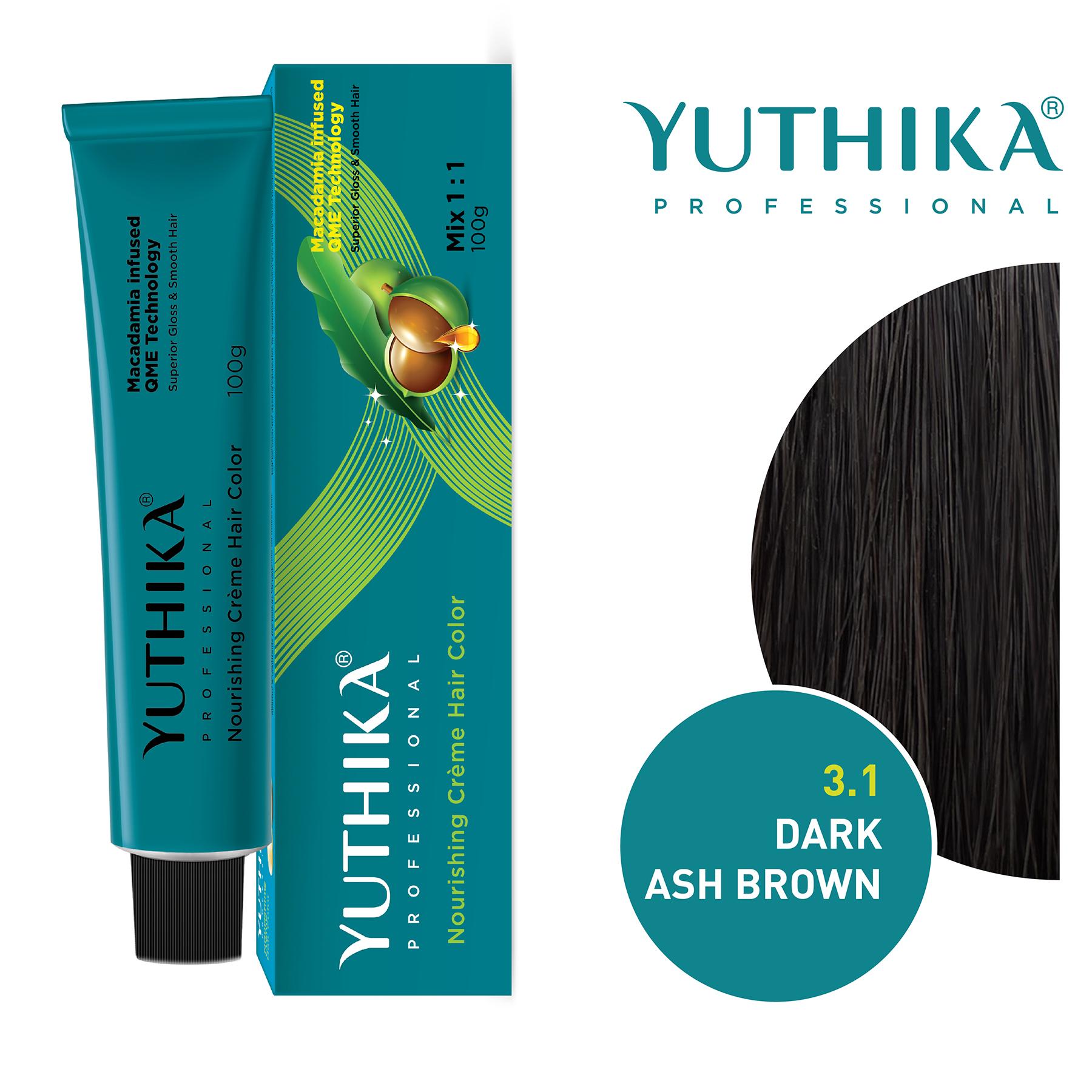 Yuthika Professional Creme Hair Color 100G Dark Ash Brown 3.1 image 3
