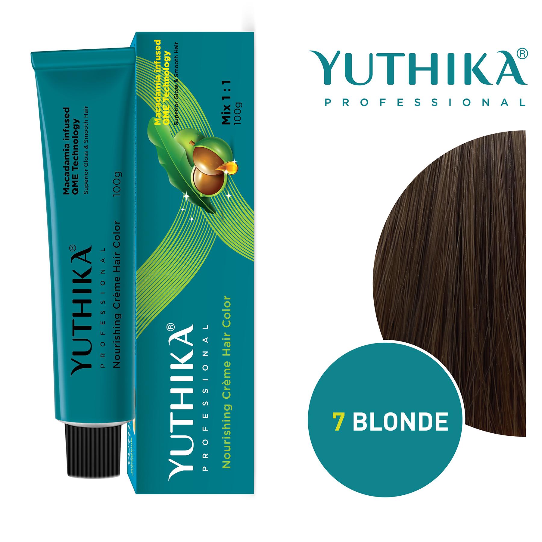 Yuthika Professional Creme Hair Colour 100GM, Blonde 7.0 | 100% Grey Coverage | Permanent Hair Color For Women & Men | Vibrant, Long Lasting Tone | Infused With Macadamia Oil image 3