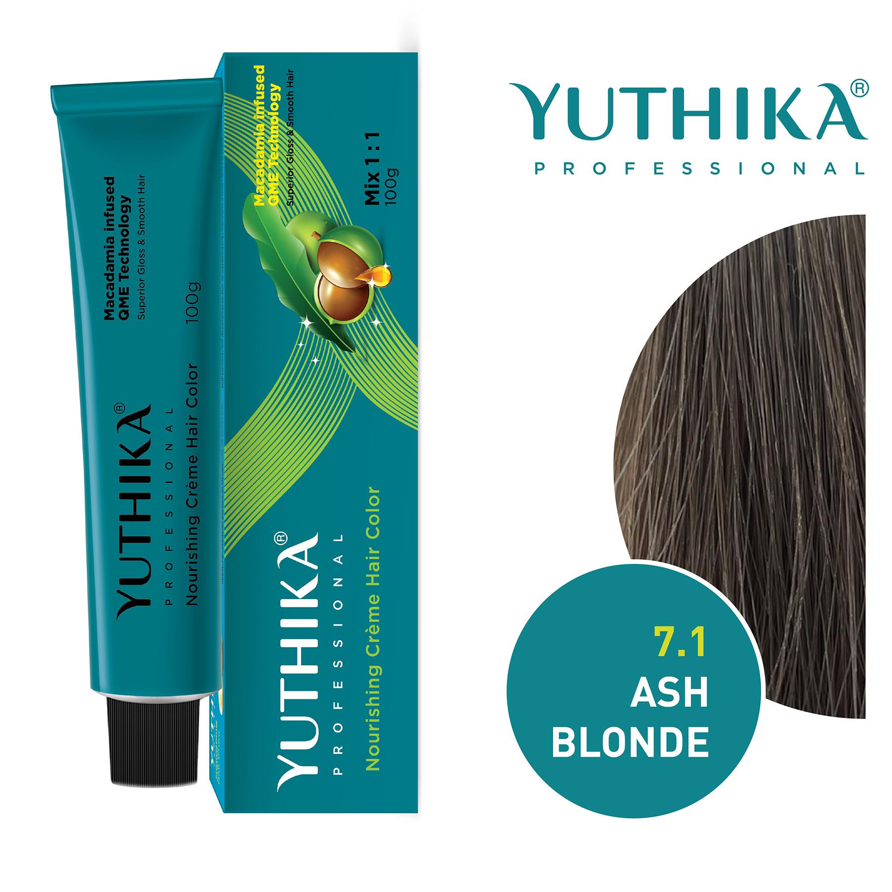 Yuthika Professional Creme Hair Color 100G Ash Blonde 7.1 image 3