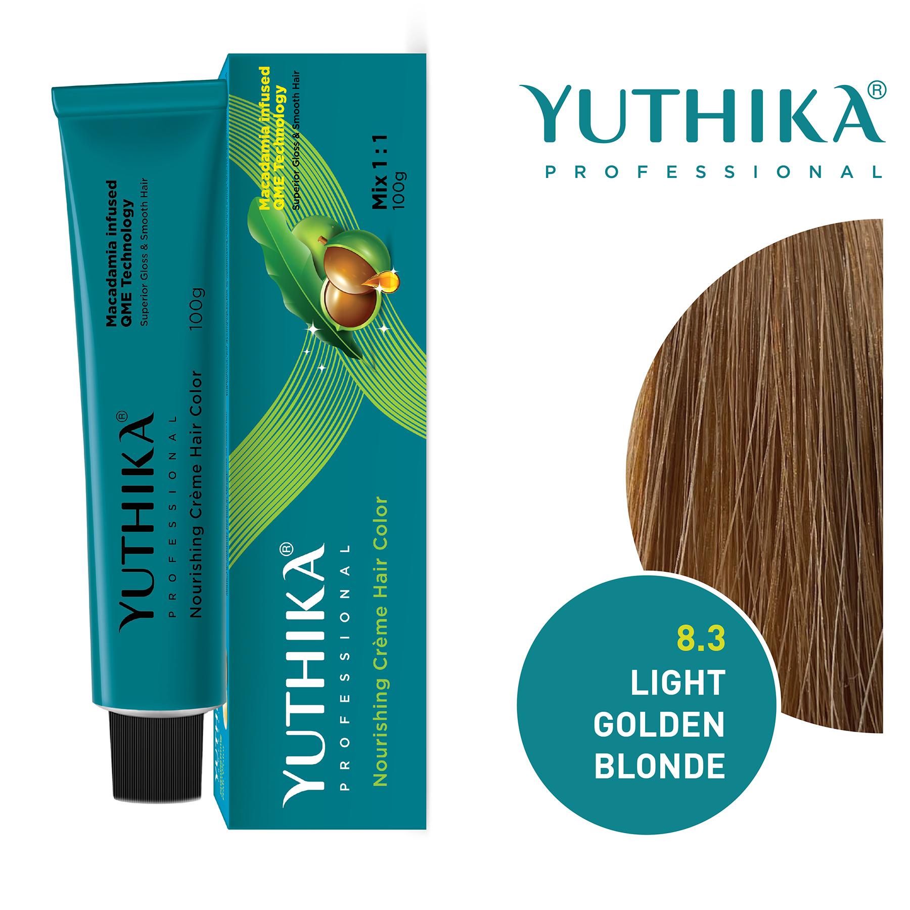 Yuthika Professional Creme Hair Color 100G Light Golden Blonde 8.3 image 3