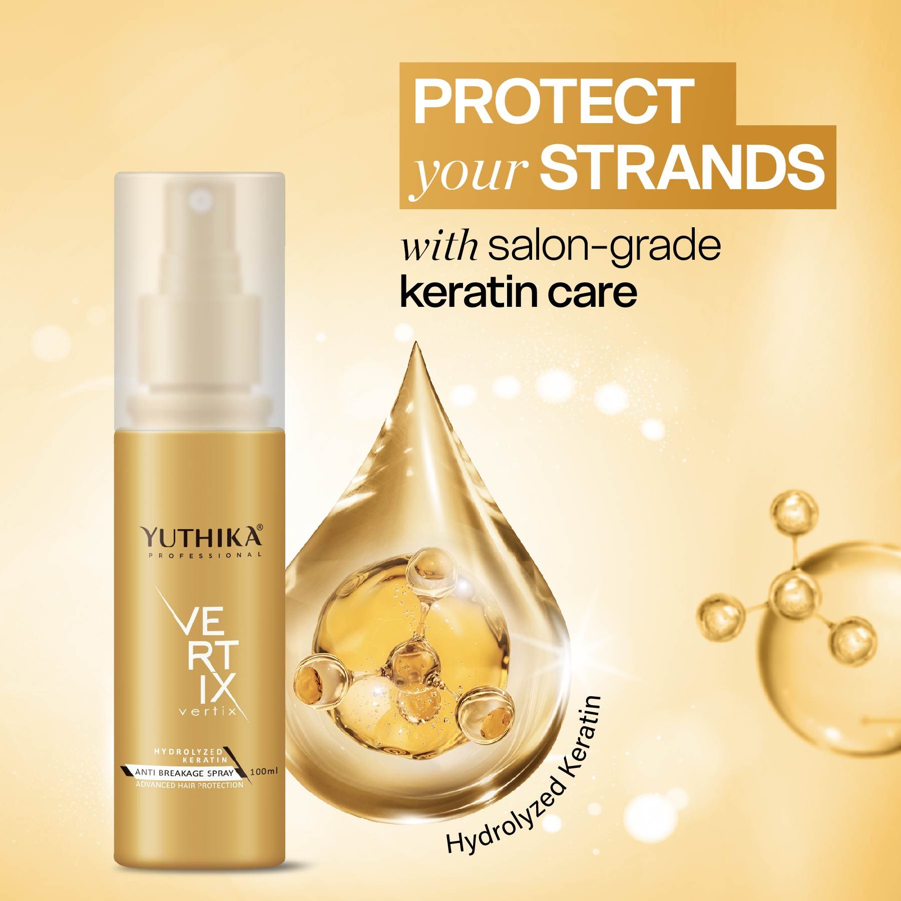 Professional Hydrolyzed Keratin Anti Breakage Hair Spray |HEAT Protection Spray (100ML) image 3
