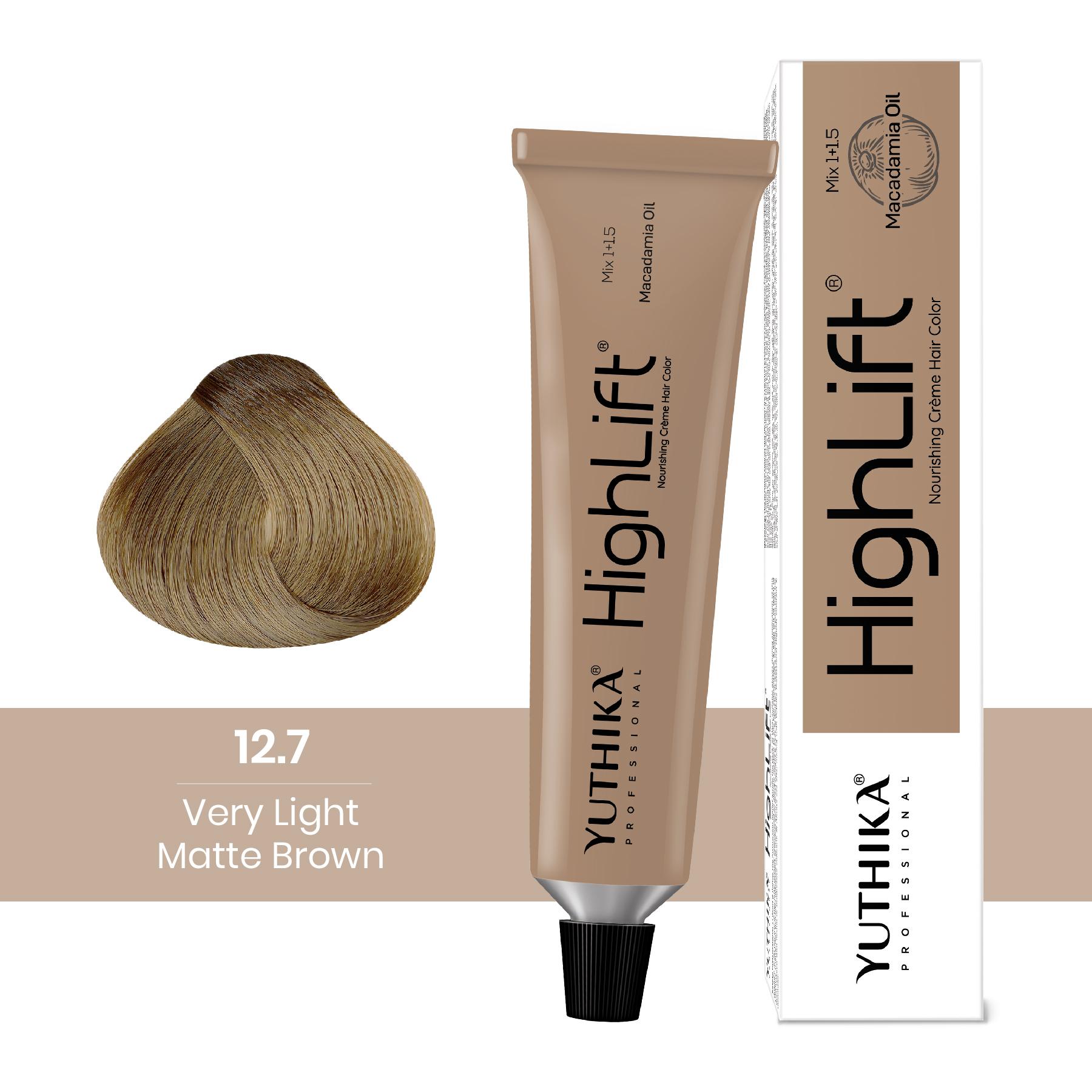Professional High Lift Creme Hair Colour 12.7 Very Light Matte Brown 50G |100% Grey Cover| Long Lasting Tone image 3