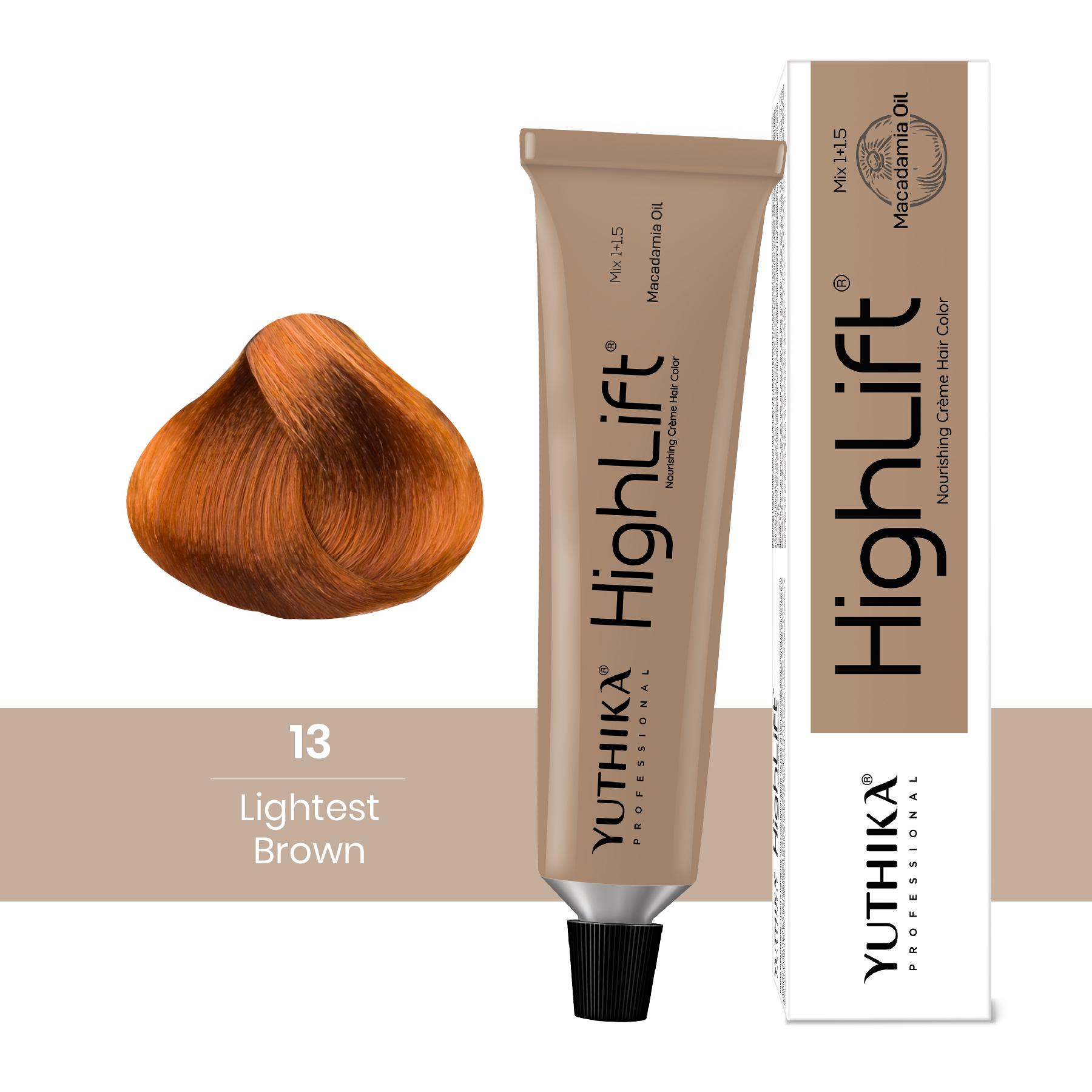 Yuthika Professional High Lift Creme Hair Colour 13 Light Brown 50G | 100% Grey Coverage | Permanent Hair Color For Women & Men | Infused With Macadamia Oil & Vitamin E image 3