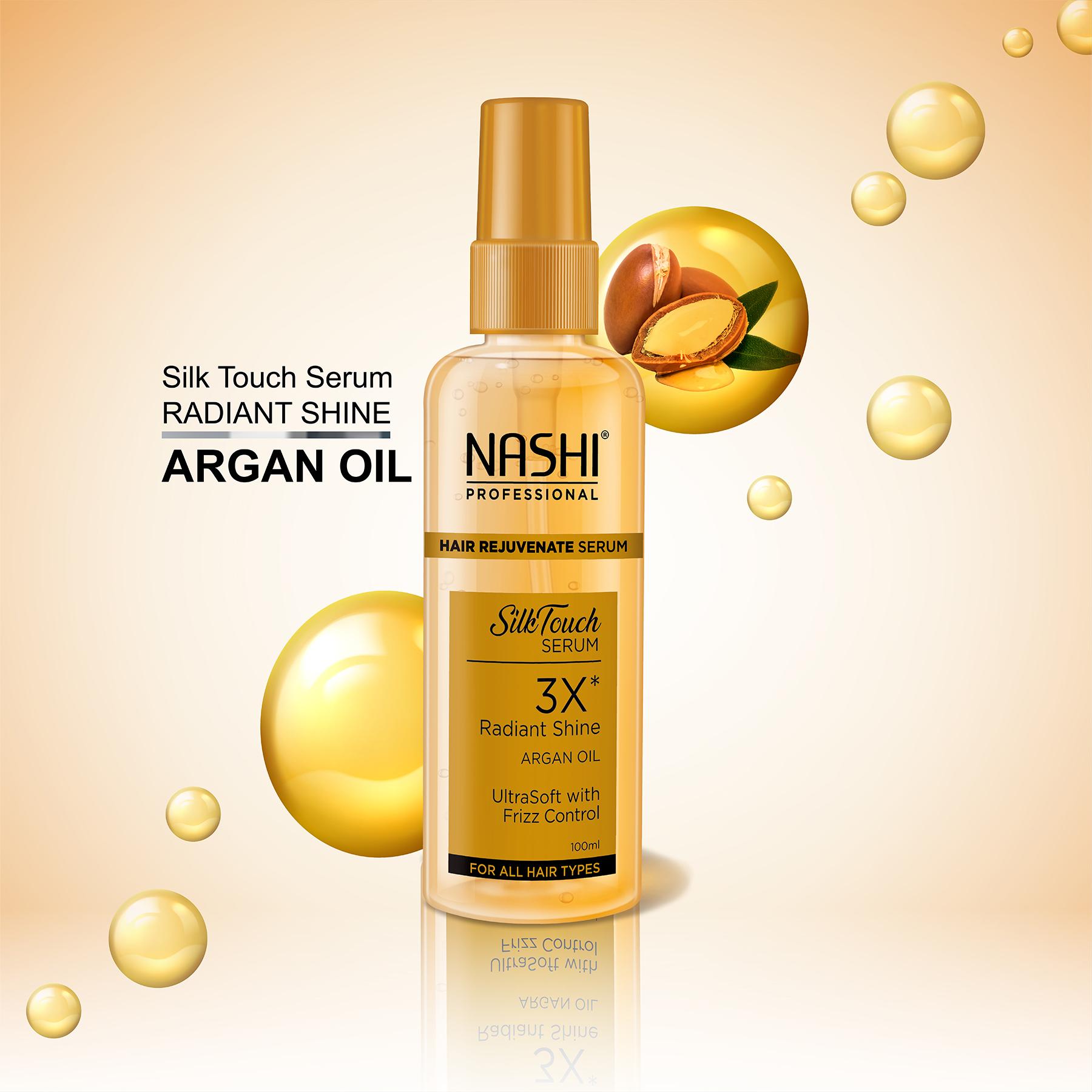 Nashi Eversilk Argan Oil Hair Serum For Women & Men, Strengthens Hair, Reduces Breakage, Adds Shine, Hydrates Scalp & Controls Frizz (100ML) image 3