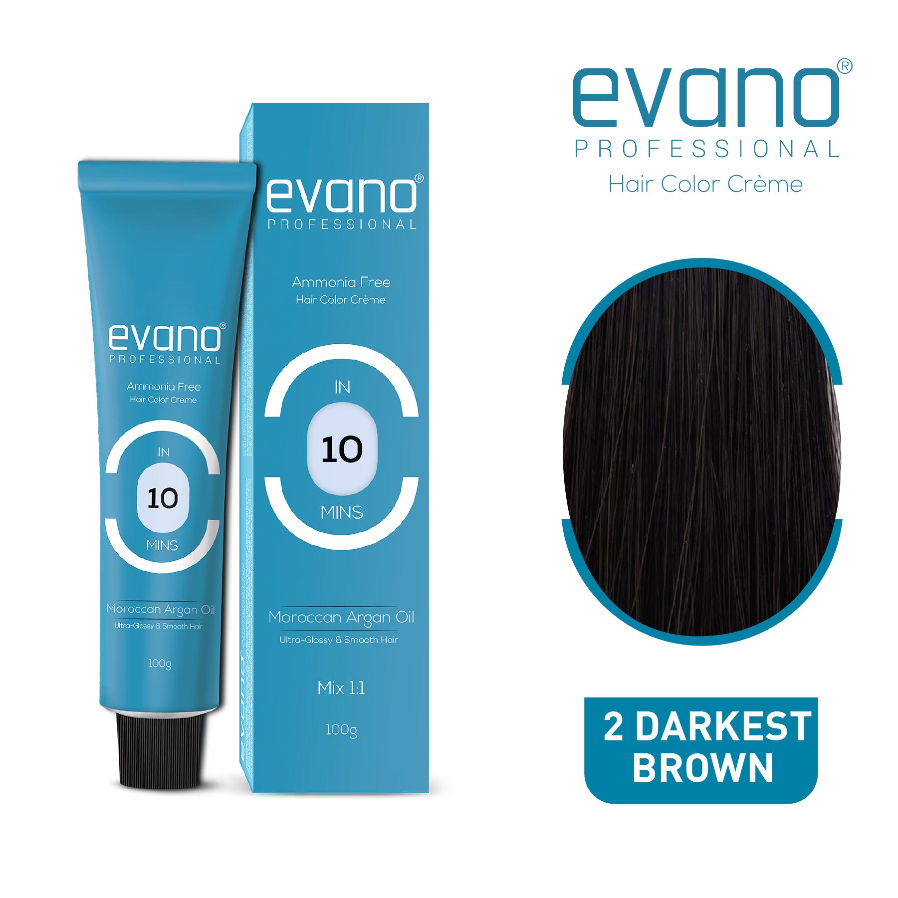 Evano Professional Creme Hair Colour Darkest Brown, 100G, Ammonia Free, 100% Grey Coverage In 10 Minutes, Salon Quality Hair Color For Women & Men image 3