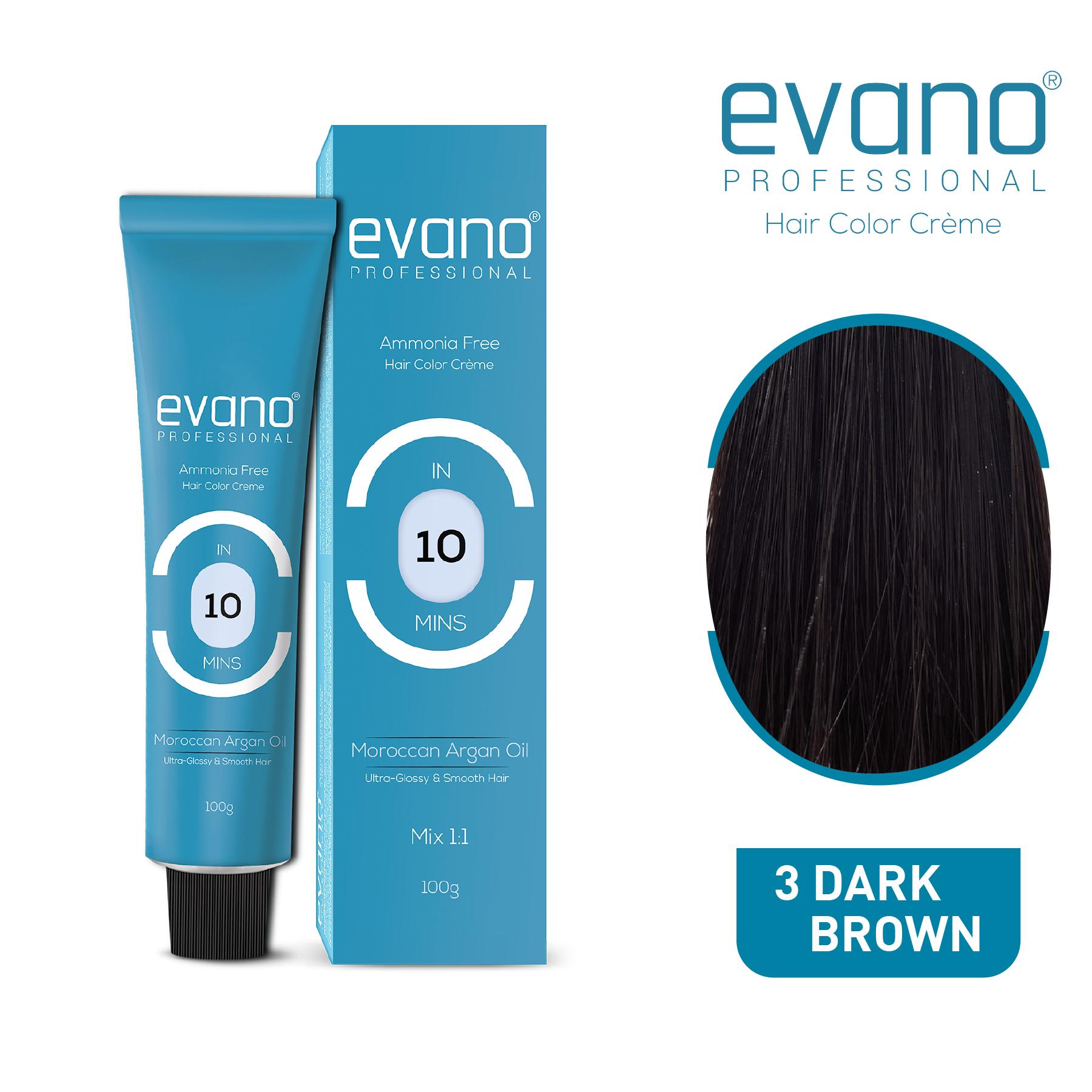 Evano Professional Creme Hair Colour Dark Brown, 100G, Ammonia Free, 100% Grey Coverage In 10 Minutes, Salon Quality Hair Color For Women & Men image 3