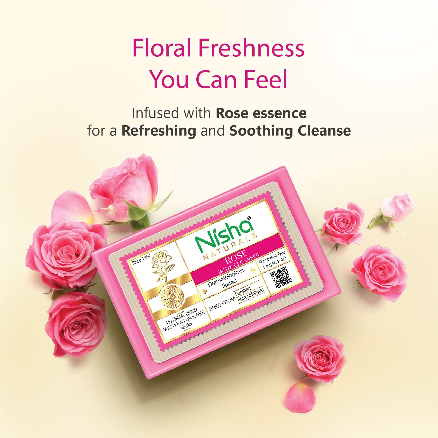 Nisha Rose Body Cleansing Soap Bar 125G – Paraben Free, Vegan, Gentle Cleanse For Soft & Supple Skin, Suitable For All Skin Types, Men & Women image 3