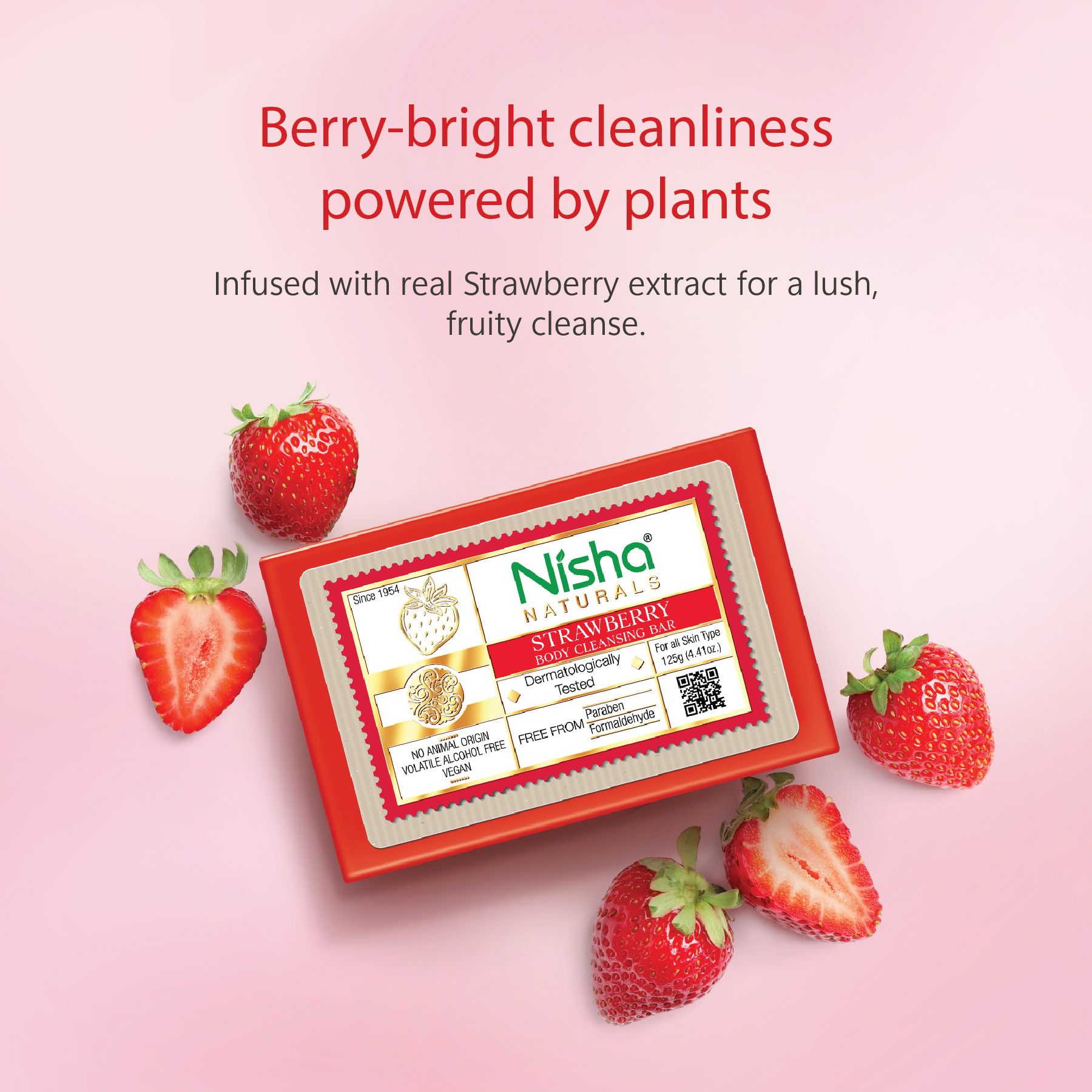 Nisha Strawberry Body Cleansing Soap Bar 125G – Paraben Free, Vegan, Gentle Cleanse For Soft & Supple Skin, Suitable For All Skin Types, Men & Women image 3