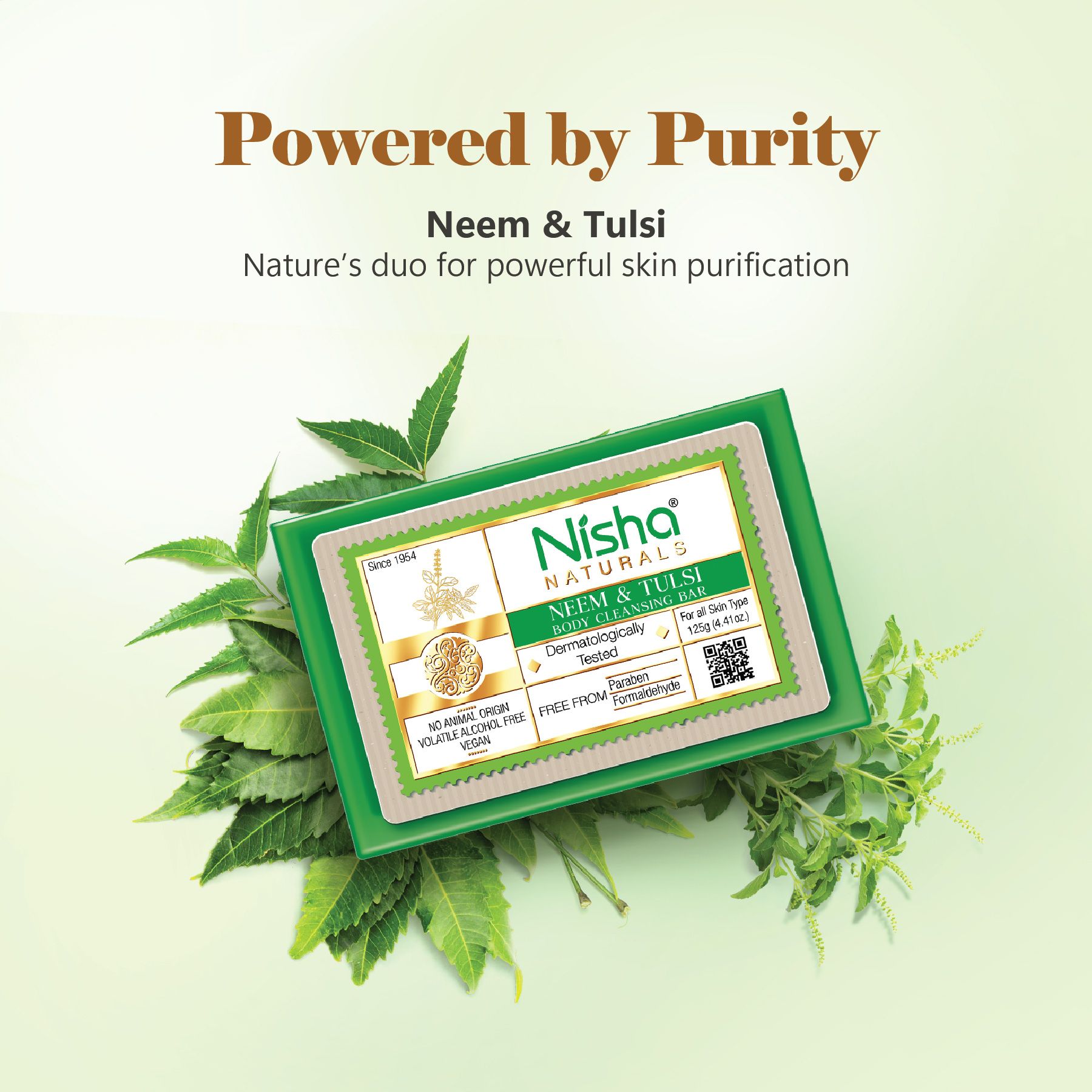 Nisha Neem & Tulsi Body Cleansing Soap Bar 125G – Paraben Free, Vegan, Gentle Cleanse For Soft & Supple Skin, Suitable For All Skin Types, Men & Women image 3