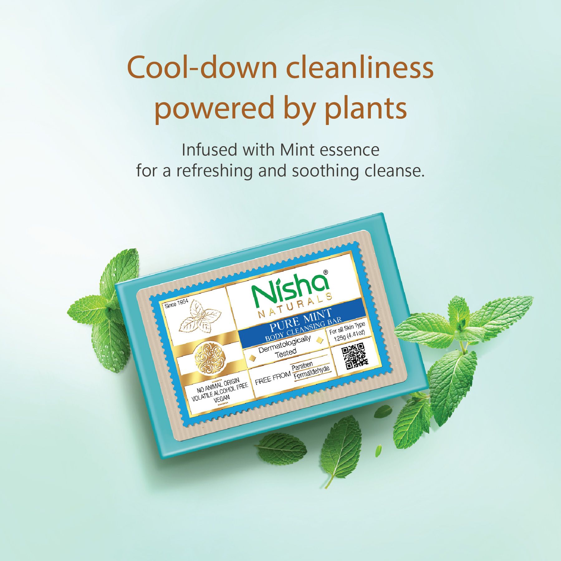 Nisha Mint Body Cleansing Soap Bar 125G – Paraben Free, Vegan, Gentle Cleanse For Soft & Supple Skin, Suitable For All Skin Types, Men & Women image 3