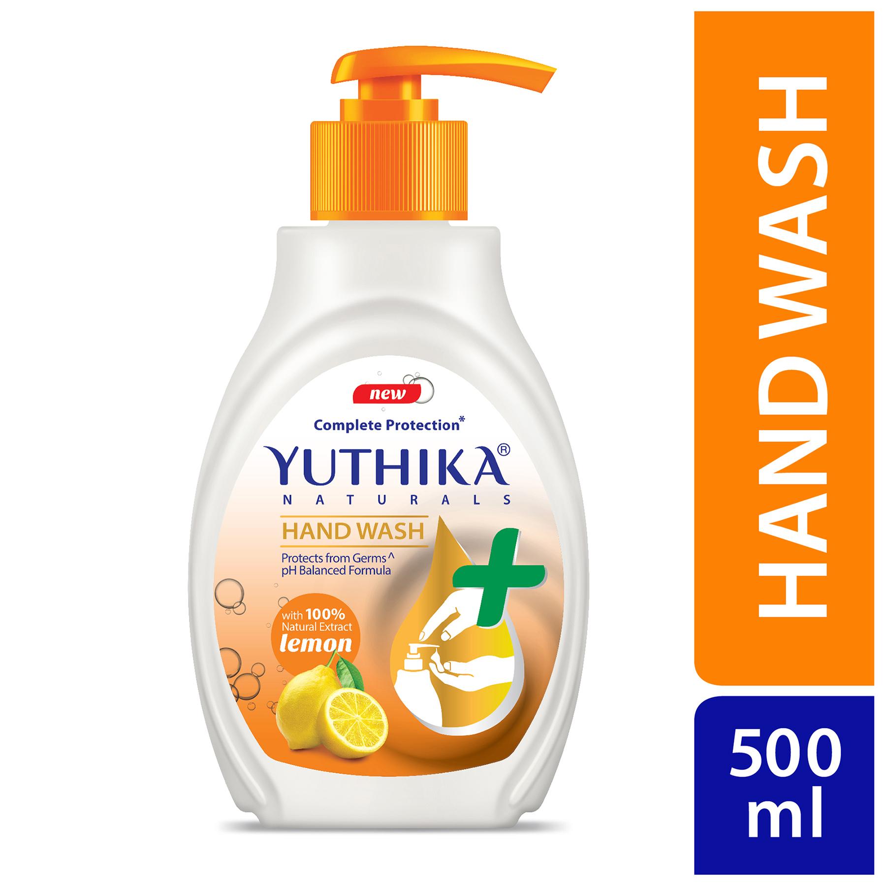 Yuthika Germ Protection Lemon Hand Wash Liquid Refill 500ML | Antibactirial Handwash With Ph Balanced Formula image 3