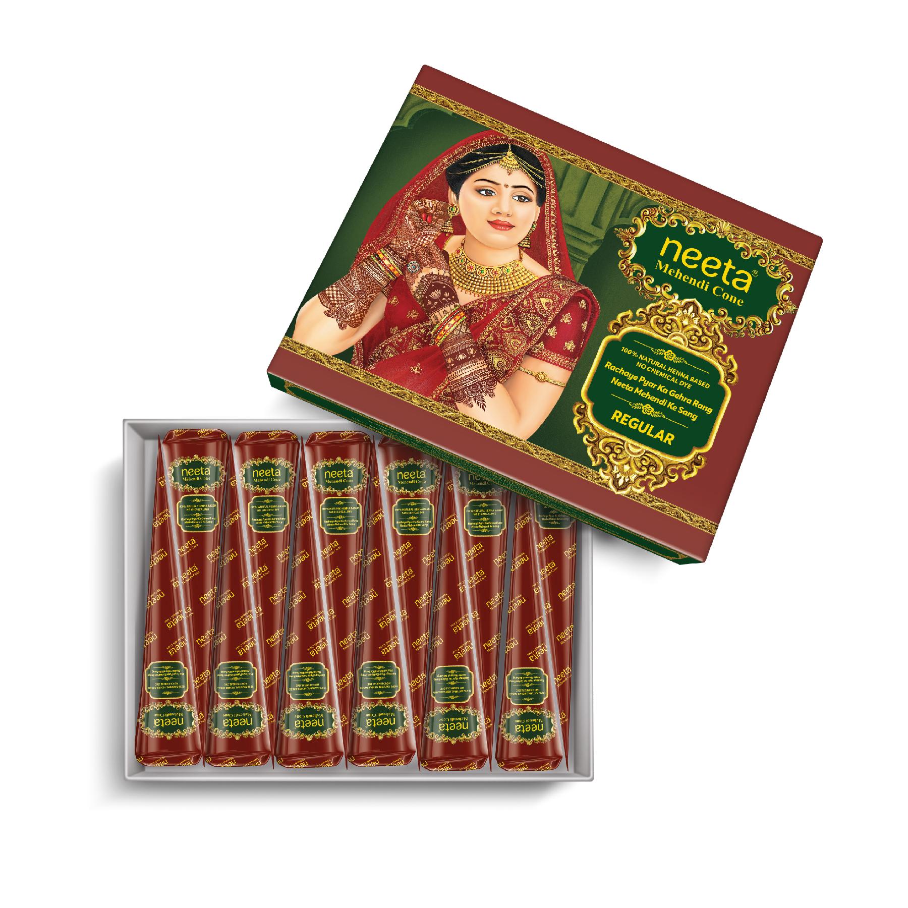 Neeta Mehendi Cone For Hand Design – 12 Henna Cones (20G Each Cone) For Bridal, Wedding & Dulhan Mehndi, Ready-to-use image 3