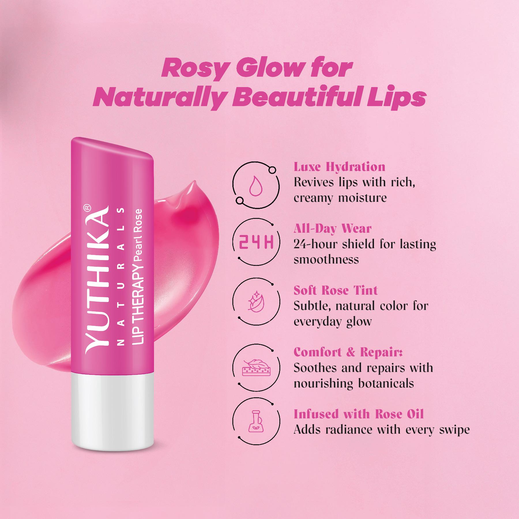 Yuthika Moisturizing Lip Balm – Pearl Rose 4.8G | Repairs Dry, Damaged Lips With Natural Oils | Hydrated & Smooth Lips | Glossy Finish image 4
