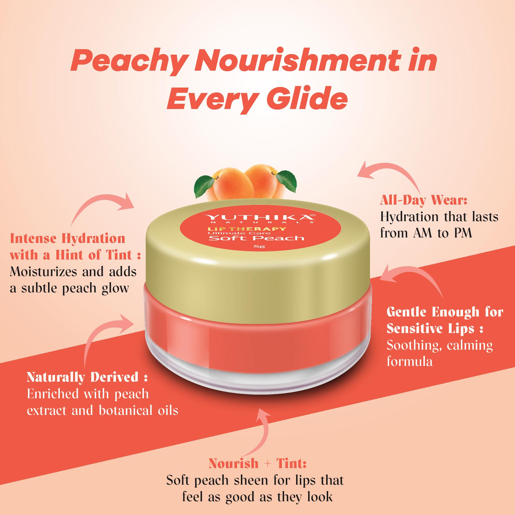 Yuthika Moisturizing Lip Balm – Soft Peach 5G | Repairs Dry, Damaged Lips With Natural Oils | Hydrated & Smooth Lips | Jar Pack image 4