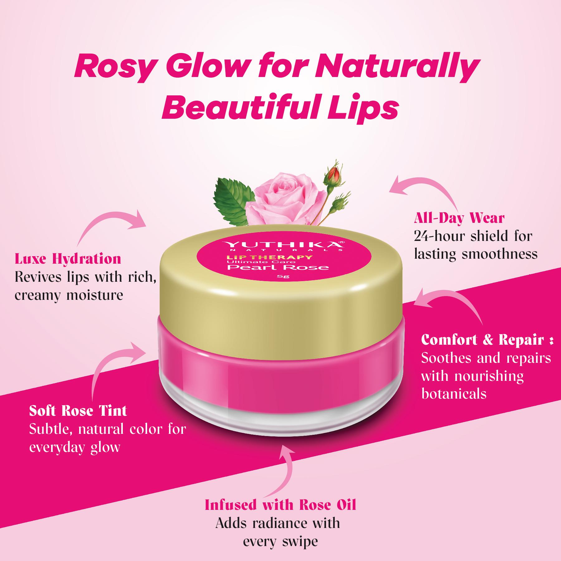 Yuthika Moisturizing Lip Balm – Pearl Rose 5G | Repairs Dry, Damaged Lips With Natural Oils | Hydrated & Smooth Lips | Jar Pack image 4