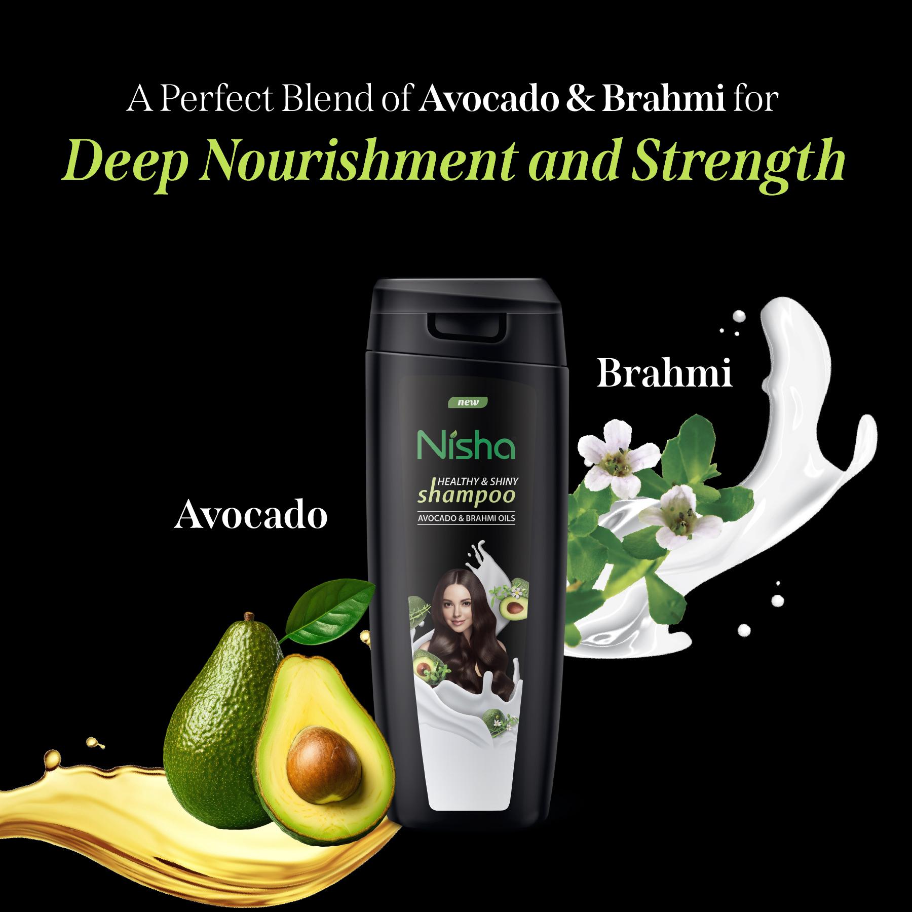 Nisha Avocado And Brahmi Oil Shampoo For Women & Men 340 Ml For Silky, Shiny And Healthy Hair, Cleanse Oily Scalp, All Hair Types image 4