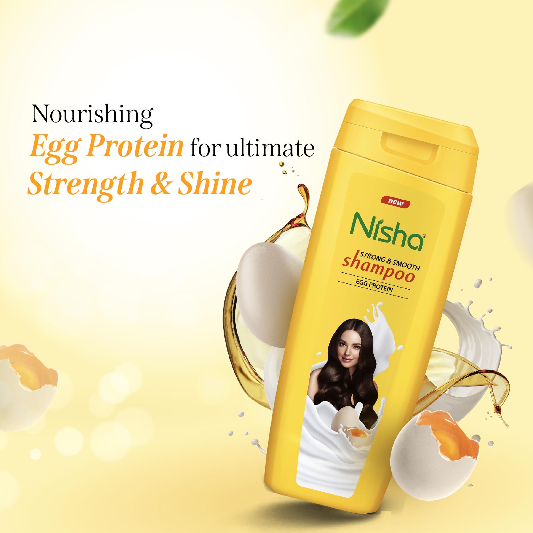 Nisha Egg Protein Shampoo For Women & Men 340ML For Strong, Smooth & Shiny Hair, Frizz Control, Deep Nourishment, All Hair Types image 4